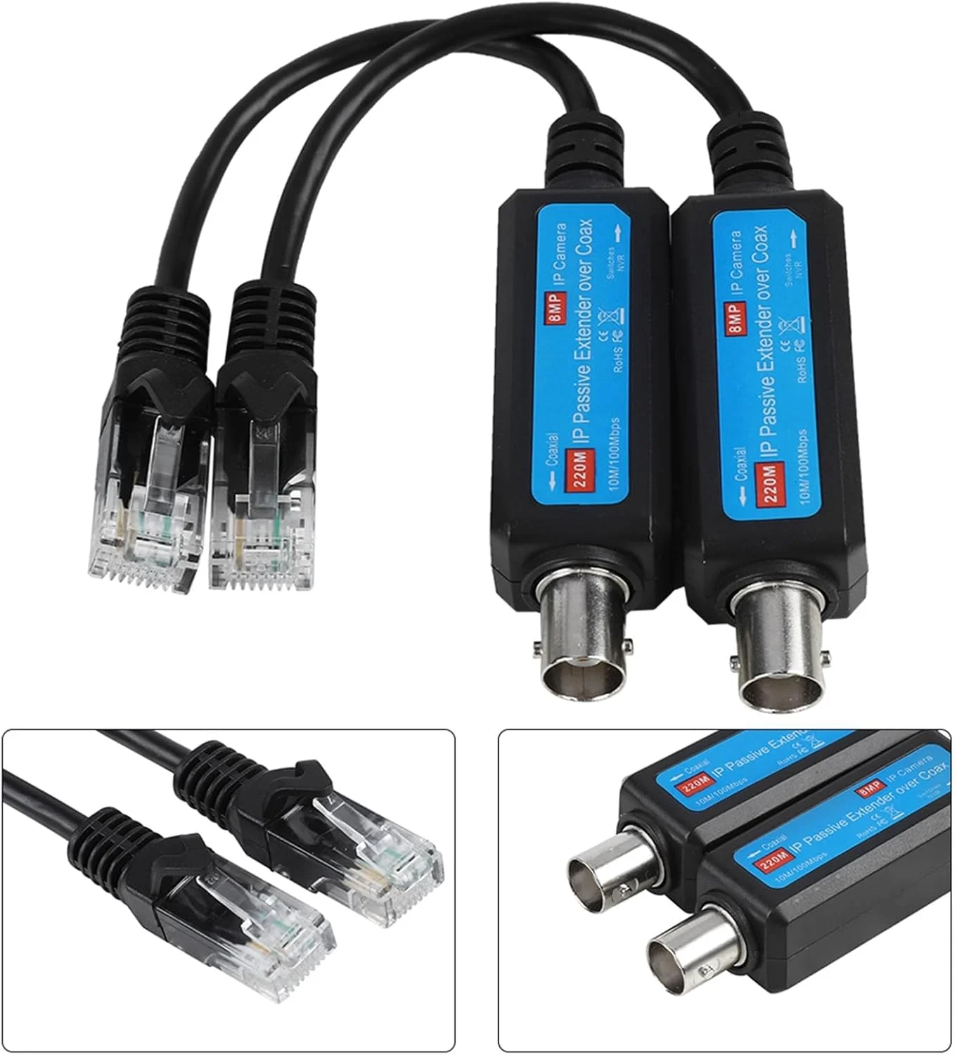 فرستنده و گیرنده کواکسیال IP با سرعت 10/100 مگابیت بر ثانیه برای NVR - دارای محافظ داخلی در برابر نوسانات - برای دوربین های HD فرستنده و گیرنده کواکسیال IP با سرعت 10/100 مگابیت بر ثانیه برای NVR - دارای محافظ داخلی در برابر نوسانات - برای دوربین های HD