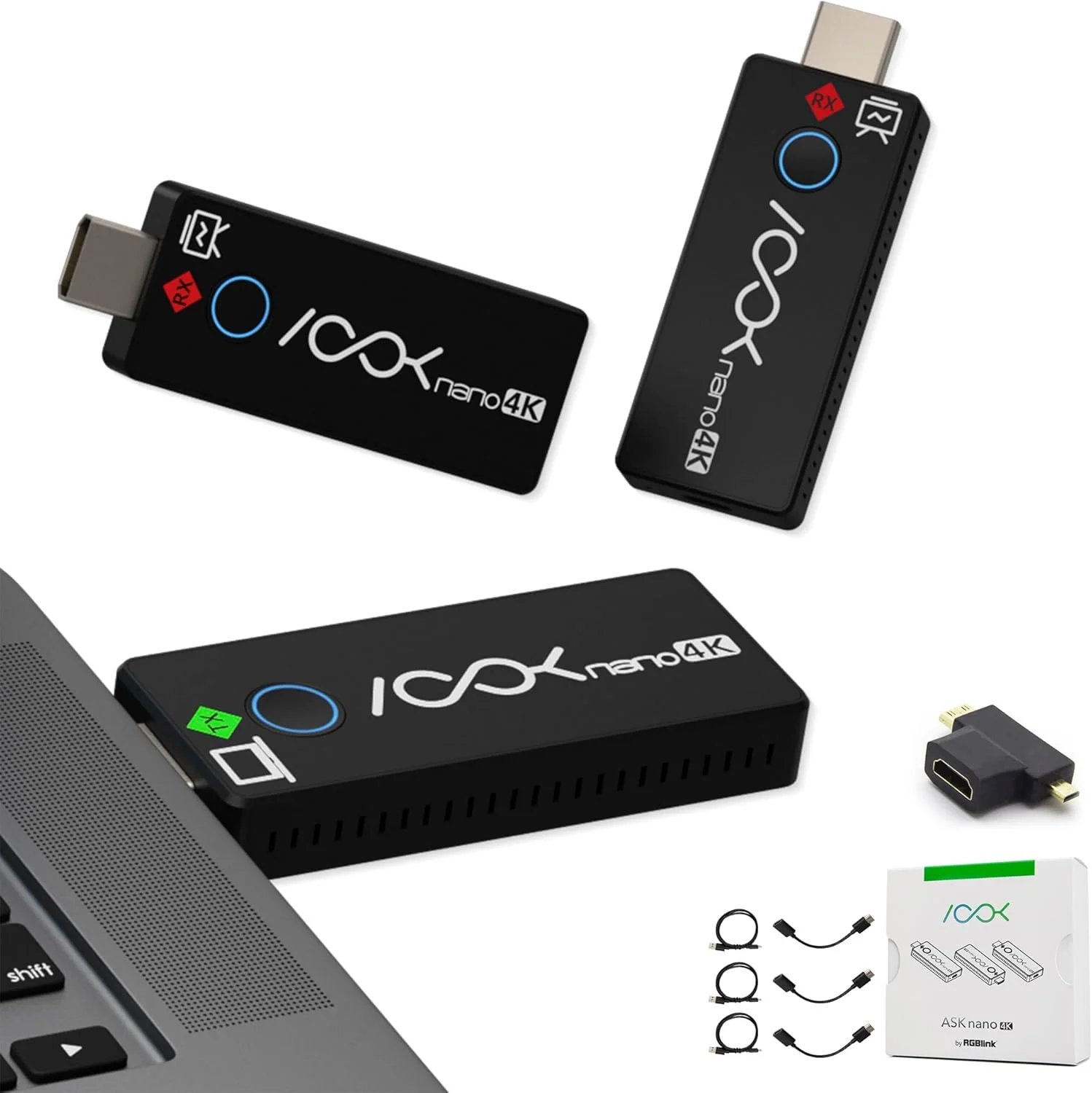 کیت انتقال بیسیم HDMI با دو گیرنده 4K، کیت ارائه RGBlink برای کلیسا، اتاق جلسات، کلاسهای درس، برد 15 متر، خروجی ویدئو Ultra 4K، تأخیر کم، انتقال صفحه نمایش از کامپیوتر به 2 تلویزیون کیت انتقال بیسیم HDMI با دو گیرنده 4K، کیت ارائه RGBlink برای کلیسا، اتاق جلسات، کلاسهای درس، برد 15 متر، خروجی ویدئو Ultra 4K، تأخیر کم، انتقال صفحه نمایش از کامپیوتر به 2 تلویزیون