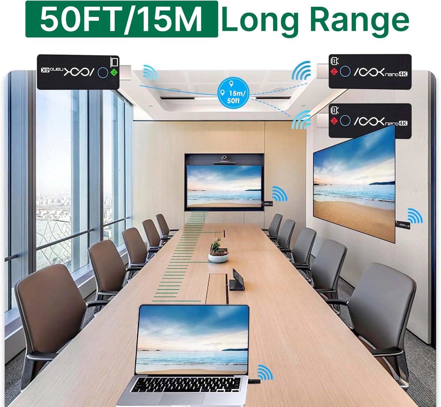 کیت انتقال بیسیم HDMI با دو گیرنده 4K، کیت ارائه RGBlink برای کلیسا، اتاق جلسات، کلاسهای درس، برد 15 متر، خروجی ویدئو Ultra 4K، تأخیر کم، انتقال صفحه نمایش از کامپیوتر به 2 تلویزیون کیت انتقال بیسیم HDMI با دو گیرنده 4K، کیت ارائه RGBlink برای کلیسا، اتاق جلسات، کلاسهای درس، برد 15 متر، خروجی ویدئو Ultra 4K، تأخیر کم، انتقال صفحه نمایش از کامپیوتر به 2 تلویزیون