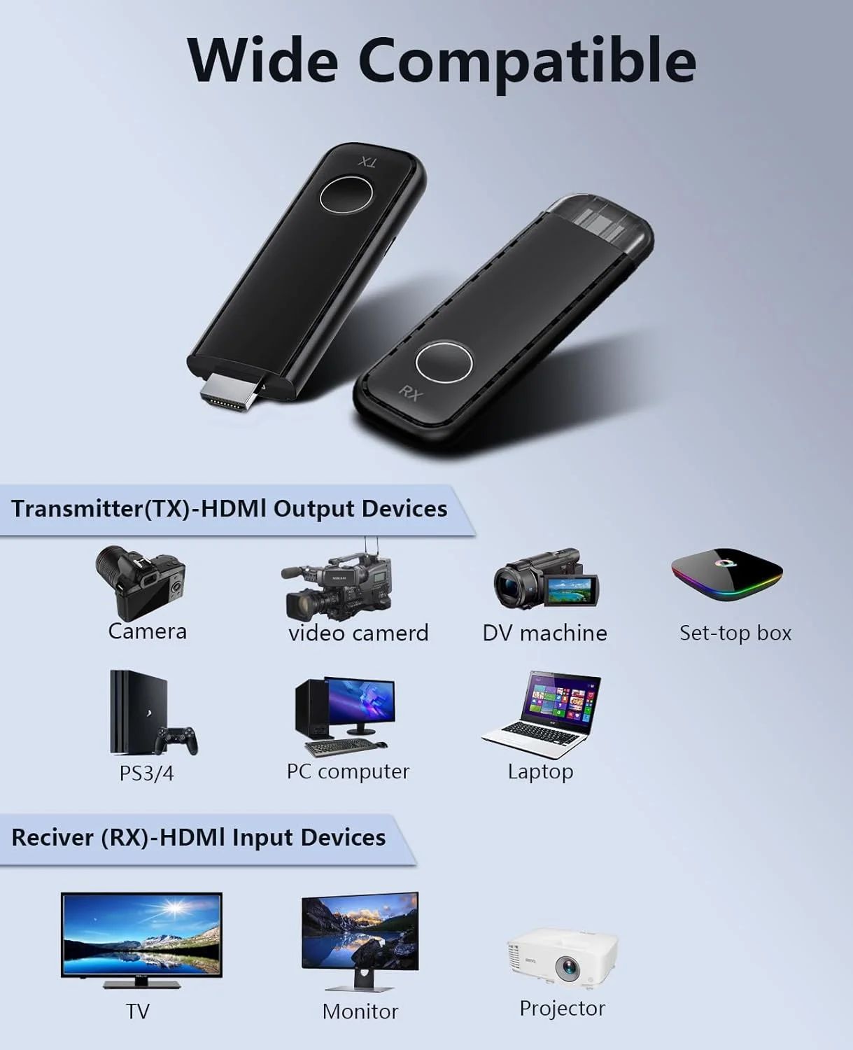 فرستنده و گیرنده HDMI بی سیم eirix: توسعه دهنده قابل حمل کیت HDMI بی سیم Full HD 1080P، اتصال و پخش 5.0G/2.4G پشتیبانی از پخش ویدئو و صدا HDTV/پروژکتور/مانیتور از لپ تاپ/کامپیوتر/جعبه تلویزیون فرستنده و گیرنده HDMI بی سیم eirix: توسعه دهنده قابل حمل کیت HDMI بی سیم Full HD 1080P، اتصال و پخش 5.0G/2.4G پشتیبانی از پخش ویدئو و صدا HDTV/پروژکتور/مانیتور از لپ تاپ/کامپیوتر/جعبه تلویزیون