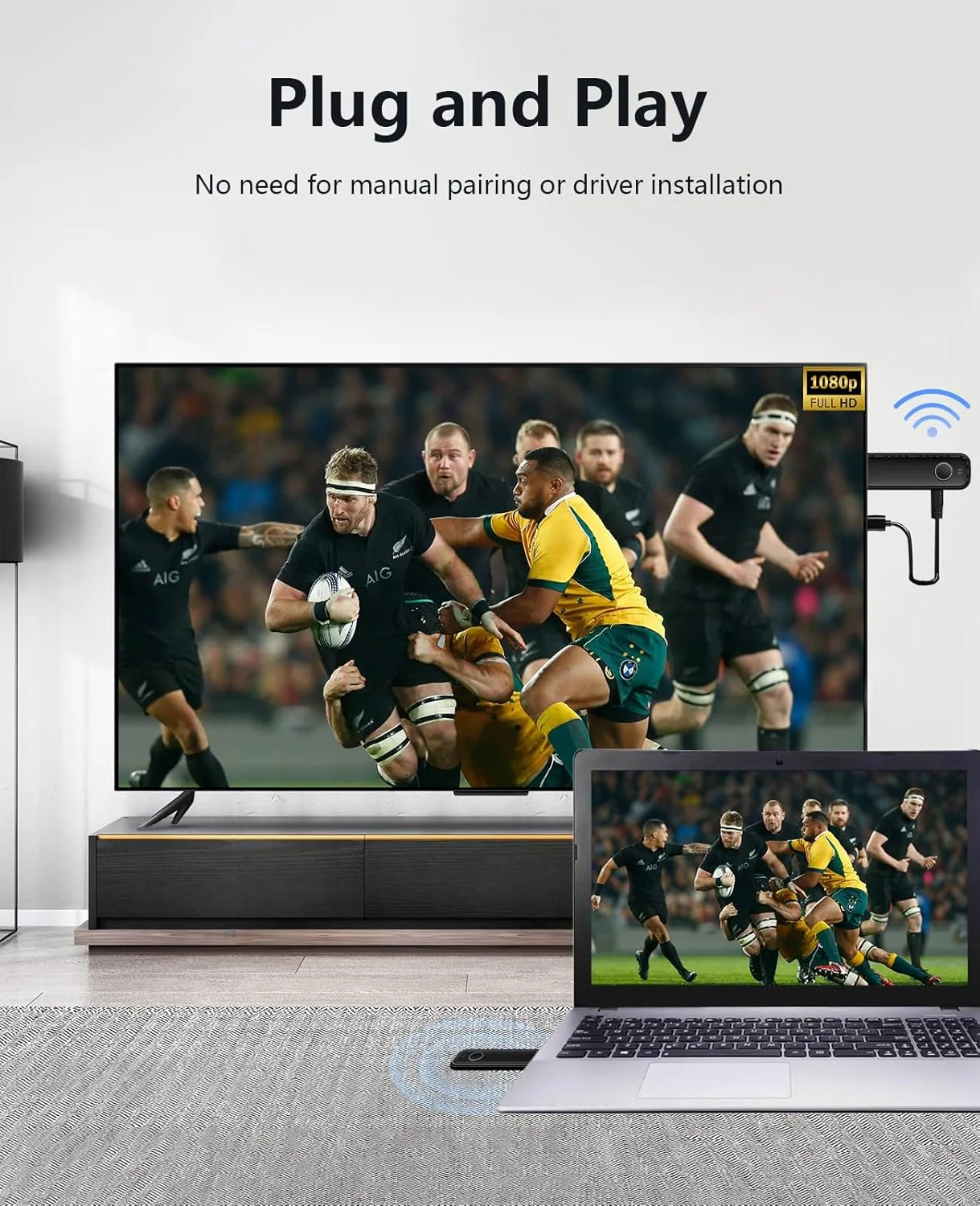 فرستنده و گیرنده HDMI بی سیم eirix: توسعه دهنده قابل حمل کیت HDMI بی سیم Full HD 1080P، اتصال و پخش 5.0G/2.4G پشتیبانی از پخش ویدئو و صدا HDTV/پروژکتور/مانیتور از لپ تاپ/کامپیوتر/جعبه تلویزیون فرستنده و گیرنده HDMI بی سیم eirix: توسعه دهنده قابل حمل کیت HDMI بی سیم Full HD 1080P، اتصال و پخش 5.0G/2.4G پشتیبانی از پخش ویدئو و صدا HDTV/پروژکتور/مانیتور از لپ تاپ/کامپیوتر/جعبه تلویزیون