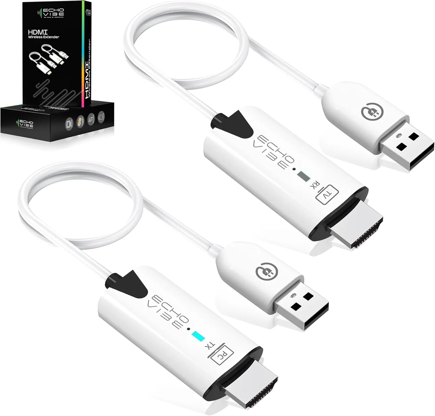 فرستنده و گیرنده بیسیم HDMI مدل ECHO VIBE – 1080P60Hz قابل حمل و فوق سبک، توسعه دهنده بیسیم HDMI برای پروژکتور ویدئویی، لپ تاپ، کامپیوتر – برد 30 متری سازگار با همه سیستم عامل ها فرستنده و گیرنده بیسیم HDMI مدل ECHO VIBE – 1080P60Hz قابل حمل و فوق سبک، توسعه دهنده بیسیم HDMI برای پروژکتور ویدئویی، لپ تاپ، کامپیوتر – برد 30 متری سازگار با همه سیستم عامل ها