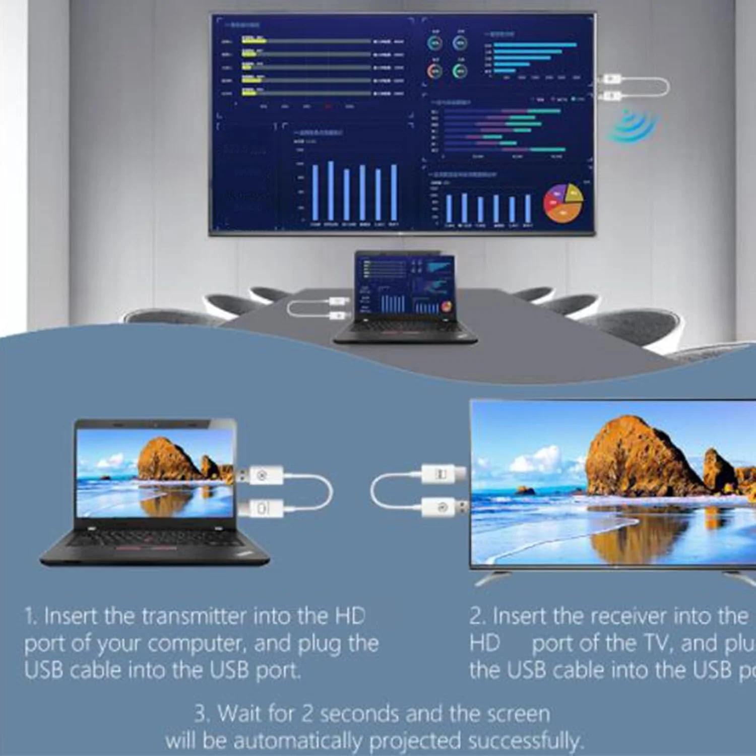 فرستنده و گیرنده رابط چندرسانه ای بی سیم JTLB با قابلیت رمزگشایی 4K و رزولوشن 1080p و برد 50 متری برای سینماها، جلسات و موارد دیگر فرستنده و گیرنده رابط چندرسانه ای بی سیم JTLB با قابلیت رمزگشایی 4K و رزولوشن 1080p و برد 50 متری برای سینماها، جلسات و موارد دیگر