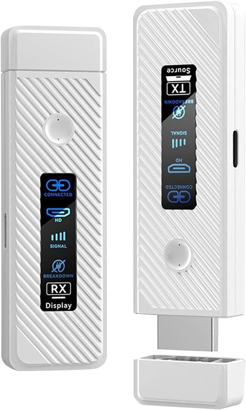 فرستنده و گیرنده بی سیم HDMI، 60 متر، دو باند 5G 2.4G، رمزگشایی 4K، اتصال و پخش آسان برای انتقال پایدار صدا و تصویر به پروژکتور و تلویزیون (سفید) فرستنده و گیرنده بی سیم HDMI، 60 متر، دو باند 5G 2.4G، رمزگشایی 4K، اتصال و پخش آسان برای انتقال پایدار صدا و تصویر به پروژکتور و تلویزیون (سفید)