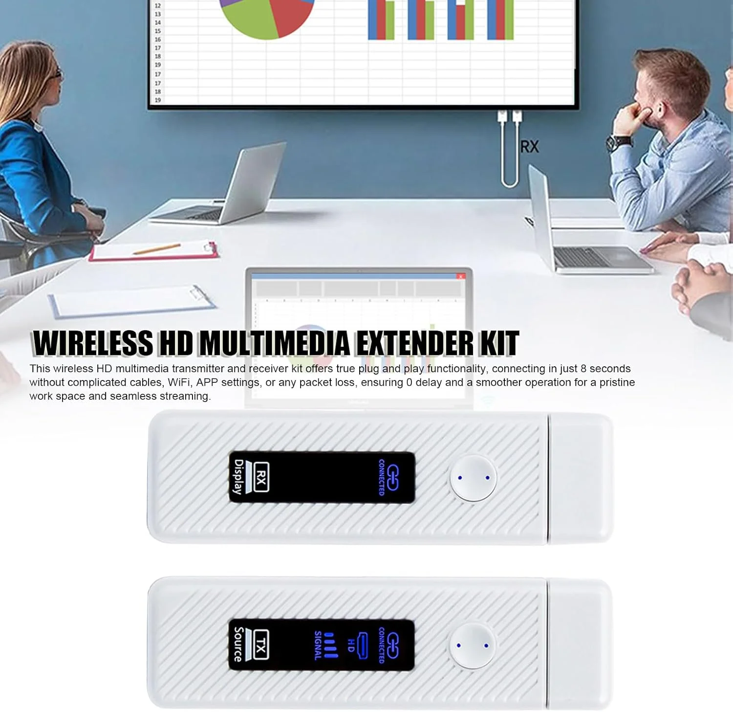 فرستنده و گیرنده بی سیم HDMI، 60 متر، دو باند 5G 2.4G، رمزگشایی 4K، اتصال و پخش آسان برای انتقال پایدار صدا و تصویر به پروژکتور و تلویزیون (سفید) فرستنده و گیرنده بی سیم HDMI، 60 متر، دو باند 5G 2.4G، رمزگشایی 4K، اتصال و پخش آسان برای انتقال پایدار صدا و تصویر به پروژکتور و تلویزیون (سفید)