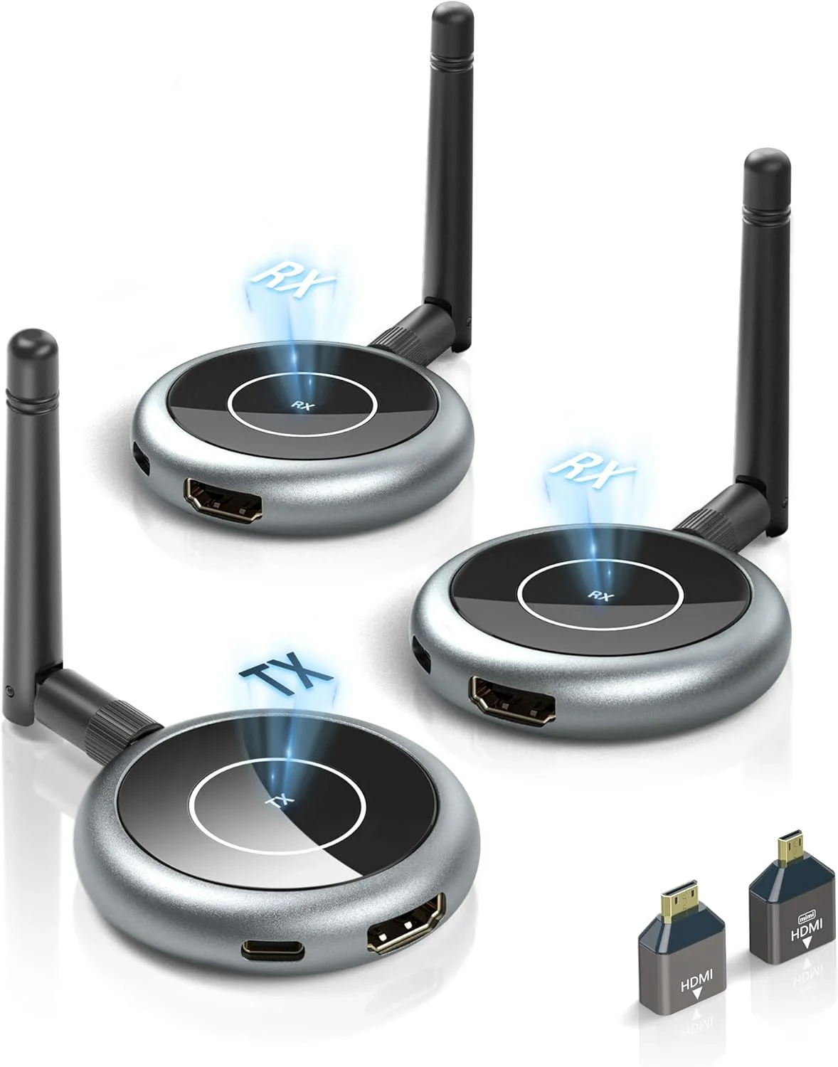 فرستنده HDMI بیسیم و 2 گیرنده، توسعه همزمان چند تلویزیون، توسعه دهنده HDMI 5G 1080P@60HZ، اتصال و پخش - انتقال صدا و تصویر برای کامپیوتر/رایانه شخصی فرستنده HDMI بیسیم و 2 گیرنده، توسعه همزمان چند تلویزیون، توسعه دهنده HDMI 5G 1080P@60HZ، اتصال و پخش - انتقال صدا و تصویر برای کامپیوتر/رایانه شخصی