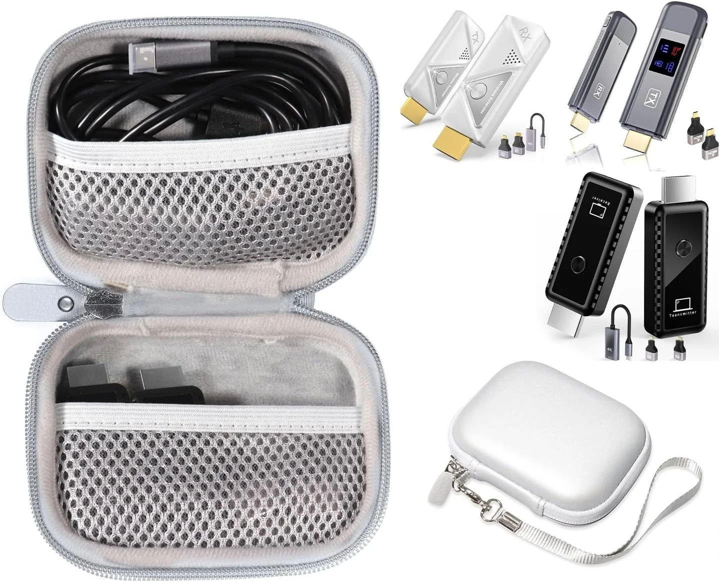 کیف CaseSack سازگار با فرستنده و گیرنده HDMI بی سیم EVATEK، دارای دو جیب توری برای فرستنده، گیرنده، کابل، آداپتور و سایر لوازم جانبی کوچک. کیف محافظ و سازمان دهنده بهتر برای حمل آسان. کیف ضد ضربه با پوشش داخلی نرم، ضد الکتریسیته ساکن، کیف زیپی نیمه سخت و مقاوم با قابلیت جذب شوک، بهترین راه حل را برای حمل و نگهداری ارائه می دهد. توجه: فقط کیف زیپی، دستگاه فقط برای تصویر است. کیف CaseSack سازگار با فرستنده و گیرنده HDMI بی سیم EVATEK، دارای دو جیب توری برای فرستنده، گیرنده، کابل، آداپتور و سایر لوازم جانبی کوچک. کیف محافظ و سازمان دهنده بهتر برای حمل آسان. کیف ضد ضربه با پوشش داخلی نرم، ضد الکتریسیته ساکن، کیف زیپی نیمه سخت و مقاوم با قابلیت جذب شوک، بهترین راه حل را برای حمل و نگهداری ارائه می دهد. توجه: فقط کیف زیپی، دستگاه فقط برای تصویر است.