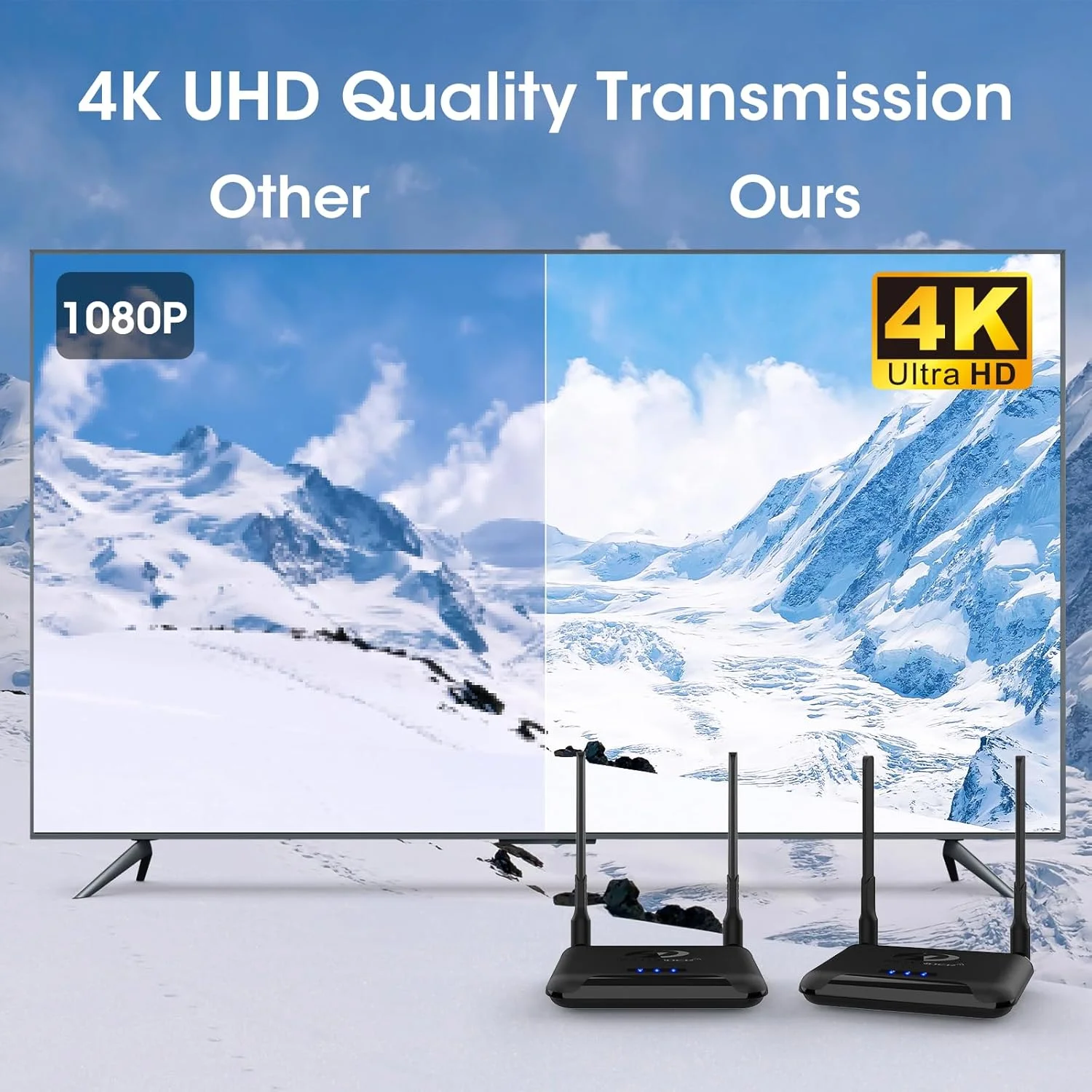 فرستنده و گیرنده HDMI بیسیم 4K، توسعهدهنده HDMI بیسیم 820 فوت/250 متر 5G، پشتیبانی از 4K@30 هرتز، برای پخش ویدئو و صدا از لپتاپ، رایانه شخصی، جعبه کابل به پروژکتور مانیتور HDTV با پشتیبانی از IR فرستنده و گیرنده HDMI بیسیم 4K، توسعهدهنده HDMI بیسیم 820 فوت/250 متر 5G، پشتیبانی از 4K@30 هرتز، برای پخش ویدئو و صدا از لپتاپ، رایانه شخصی، جعبه کابل به پروژکتور مانیتور HDTV با پشتیبانی از IR