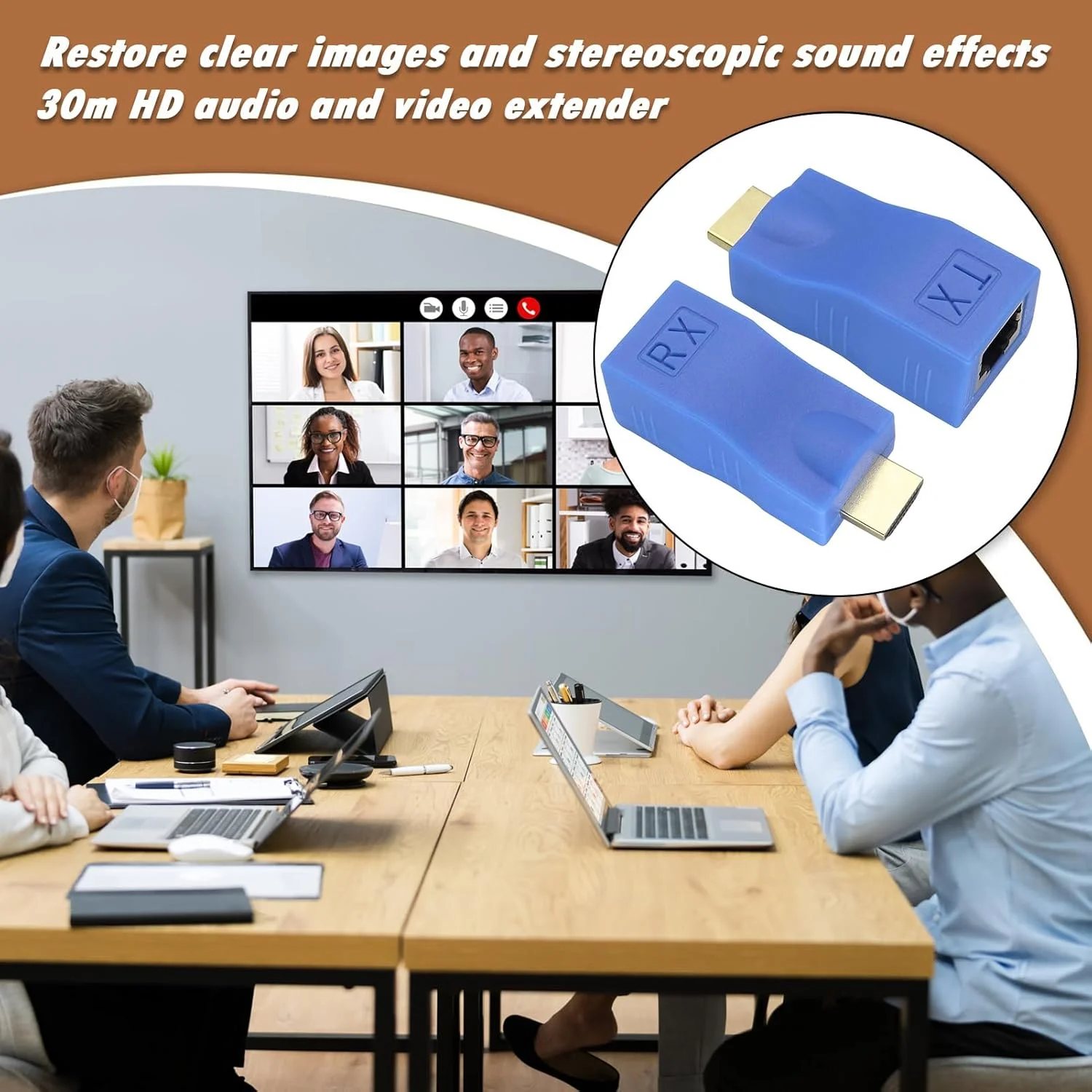 آداپتور انتقال صدا - توسعه دهنده اتصال HDTV - گیرنده با برد 30 متر برای کامپیوتر شخصی لپ تاپ اتاق جلسات معلم نوجوانان مردان زنان آداپتور انتقال صدا - توسعه دهنده اتصال HDTV - گیرنده با برد 30 متر برای کامپیوتر شخصی لپ تاپ اتاق جلسات معلم نوجوانان مردان زنان