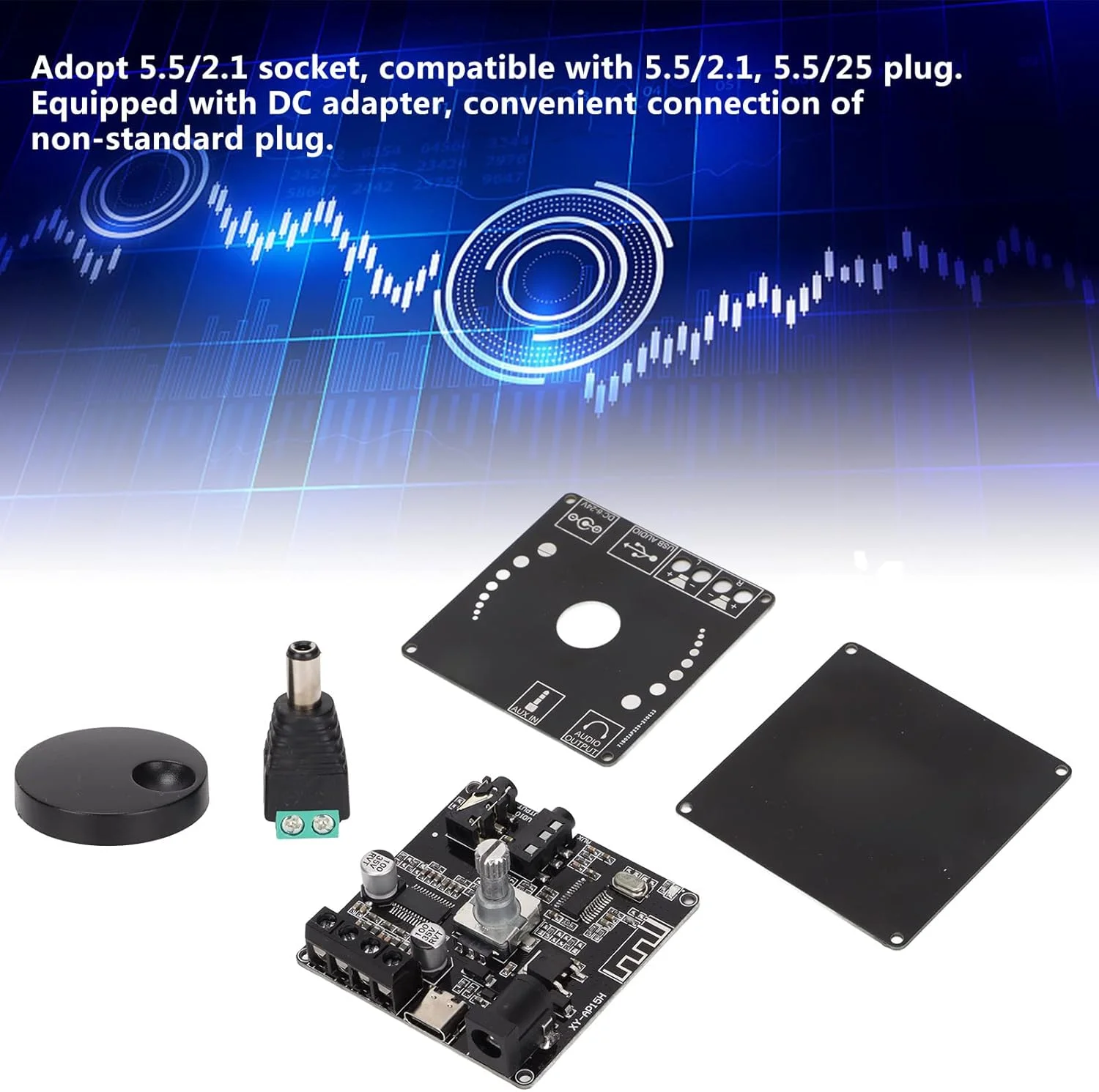 برد آمپلی فایر گیرنده صوتی استریو بلوتوث 5.0، ماژول آمپلی فایر دیجیتال استریو مینی 10W/15W/20W برای بلندگوهای سینمای خانگی فروشگاهی 12V/24V