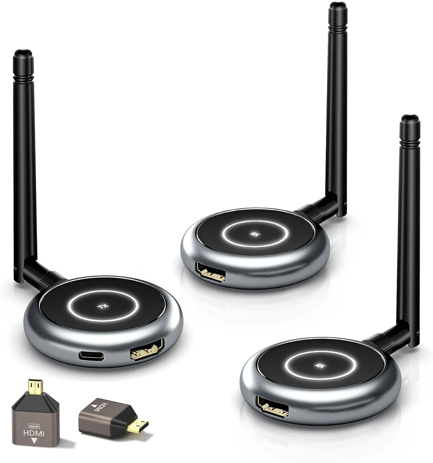 فرستنده و ۲ گیرنده HDMI بیسیم AIMIBO، 5.8G، 60 هرتز، 50 متر، پشتیبانی از چندین تلویزیون، انعکاس برنامه نمایشگر لمسی، توسعه دهنده HDMI بیسیم برای لپتاپ فرستنده و ۲ گیرنده HDMI بیسیم AIMIBO، 5.8G، 60 هرتز، 50 متر، پشتیبانی از چندین تلویزیون، انعکاس برنامه نمایشگر لمسی، توسعه دهنده HDMI بیسیم برای لپتاپ