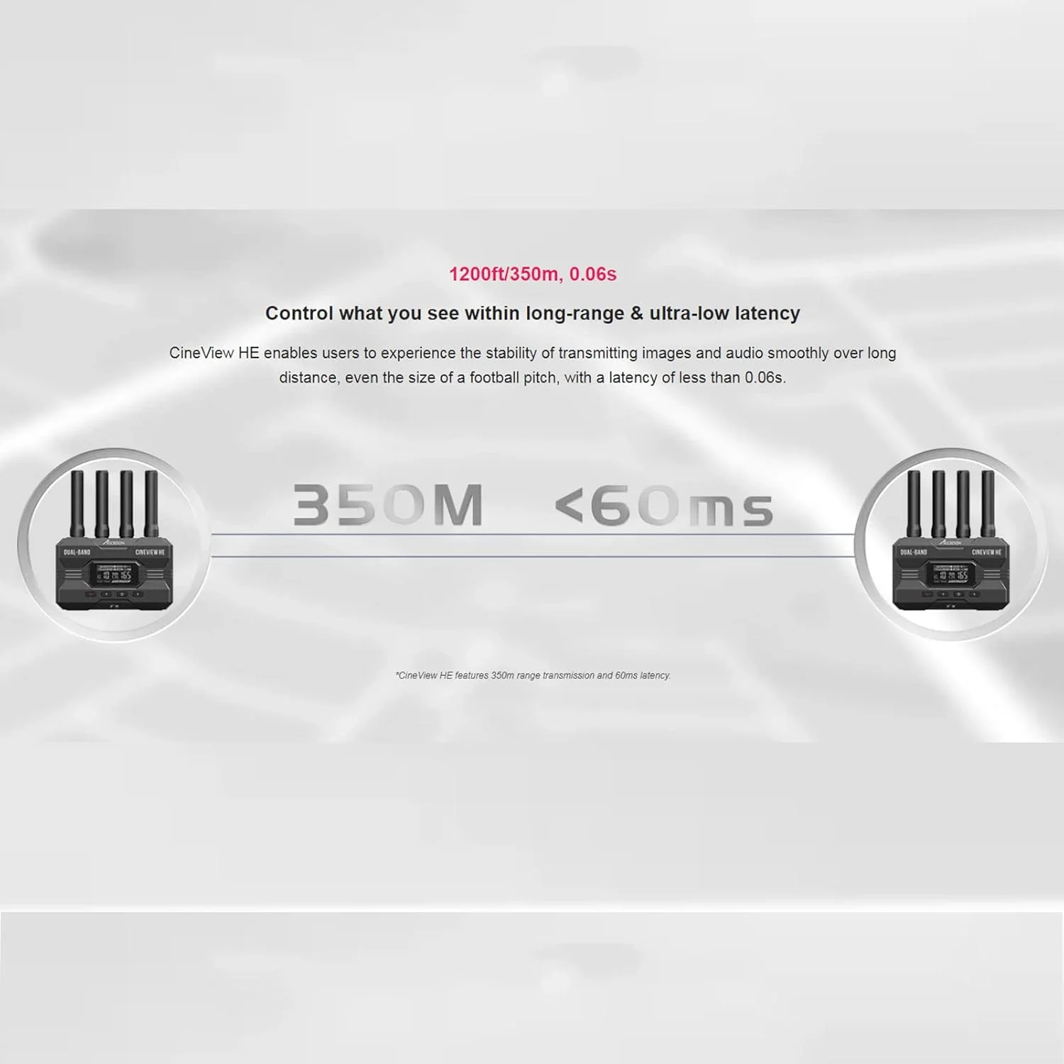 سیستم انتقال تصویر بیسیم ACCSOON CineView HE فرستنده و گیرنده 2.4+5 گیگاهرتز ورودی و خروجی HDMI Loop، خروجی UVC برای پخش زنده 1080p 60fps تاخیر 0.06s سیستم انتقال تصویر بیسیم ACCSOON CineView HE فرستنده و گیرنده 2.4+5 گیگاهرتز ورودی و خروجی HDMI Loop، خروجی UVC برای پخش زنده 1080p 60fps تاخیر 0.06s