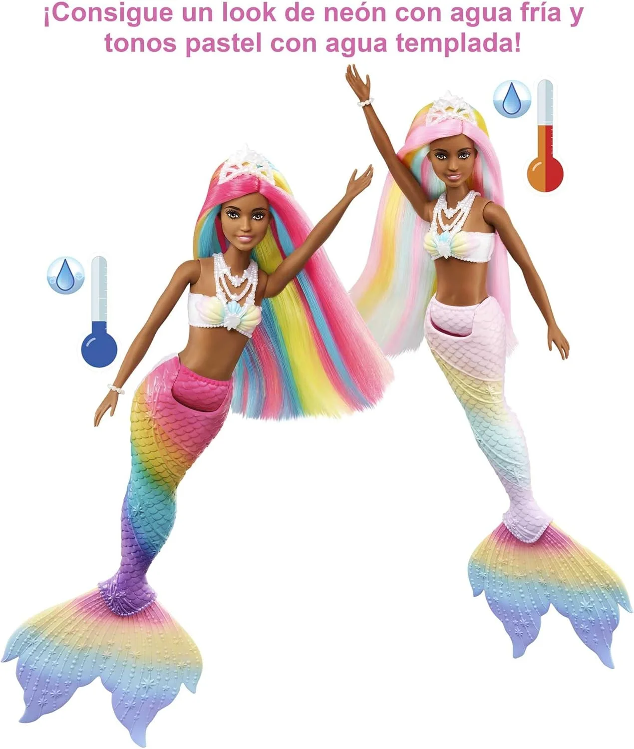 عروسک پری دریایی رنگین کمانی باربی Dreamtopia با موهای رنگین کمانی و قابلیت تغییر رنگ با آب، هدیه ای برای کودکان 3 تا 7 سال