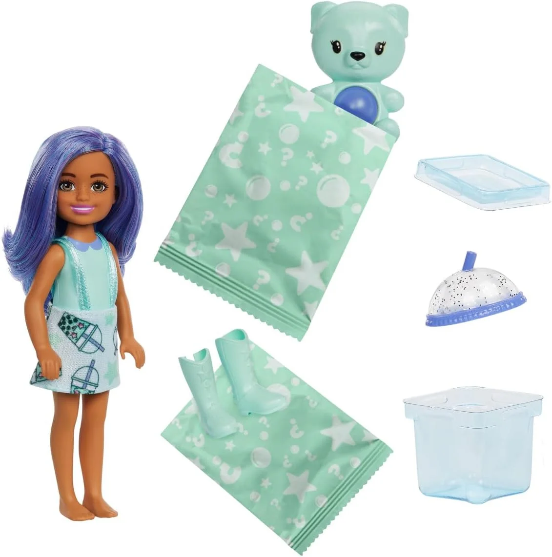 عروسک غافلگیری باربی چلسی با رایحه چای، عروسک چلسی با جعبه چای و 5 سورپرایز شامل یک عروسک کوچک معطر و یک حیوان (مدل ها ممکن است متفاوت باشند)، HRK63 عروسک غافلگیری باربی چلسی با رایحه چای، عروسک چلسی با جعبه چای و 5 سورپرایز شامل یک عروسک کوچک معطر و یک حیوان (مدل ها ممکن است متفاوت باشند)، HRK63