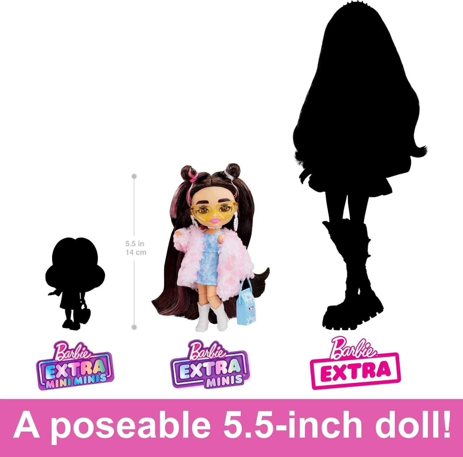 عروسک باربی اکسترا مینی با موهای قهوه ای، اسباب بازی و هدیه برای کودکان، لباس جین با کت خز مصنوعی، عروسک کوچک، لباس و لوازم جانبی، HKP90 عروسک باربی اکسترا مینی با موهای قهوه ای، اسباب بازی و هدیه برای کودکان، لباس جین با کت خز مصنوعی، عروسک کوچک، لباس و لوازم جانبی، HKP90