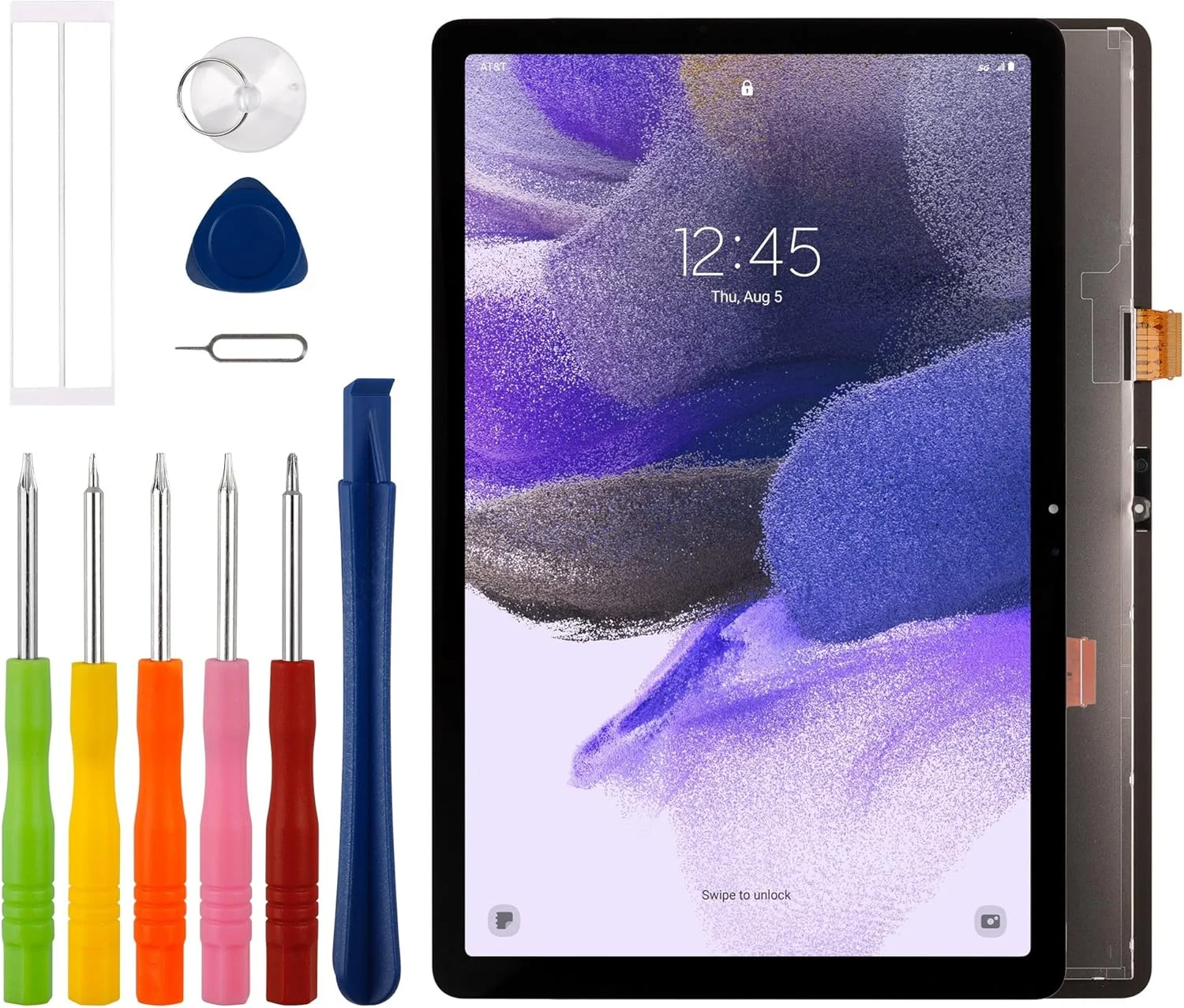 [جدید] مجموعه دیجیتایزر صفحه لمسی ال سی دی 12.4 اینچی جایگزین برای گلکسی تب S7 FE SM-T730 T733 T736B به همراه کیت ابزار تعمیرات فنی - مشکی
