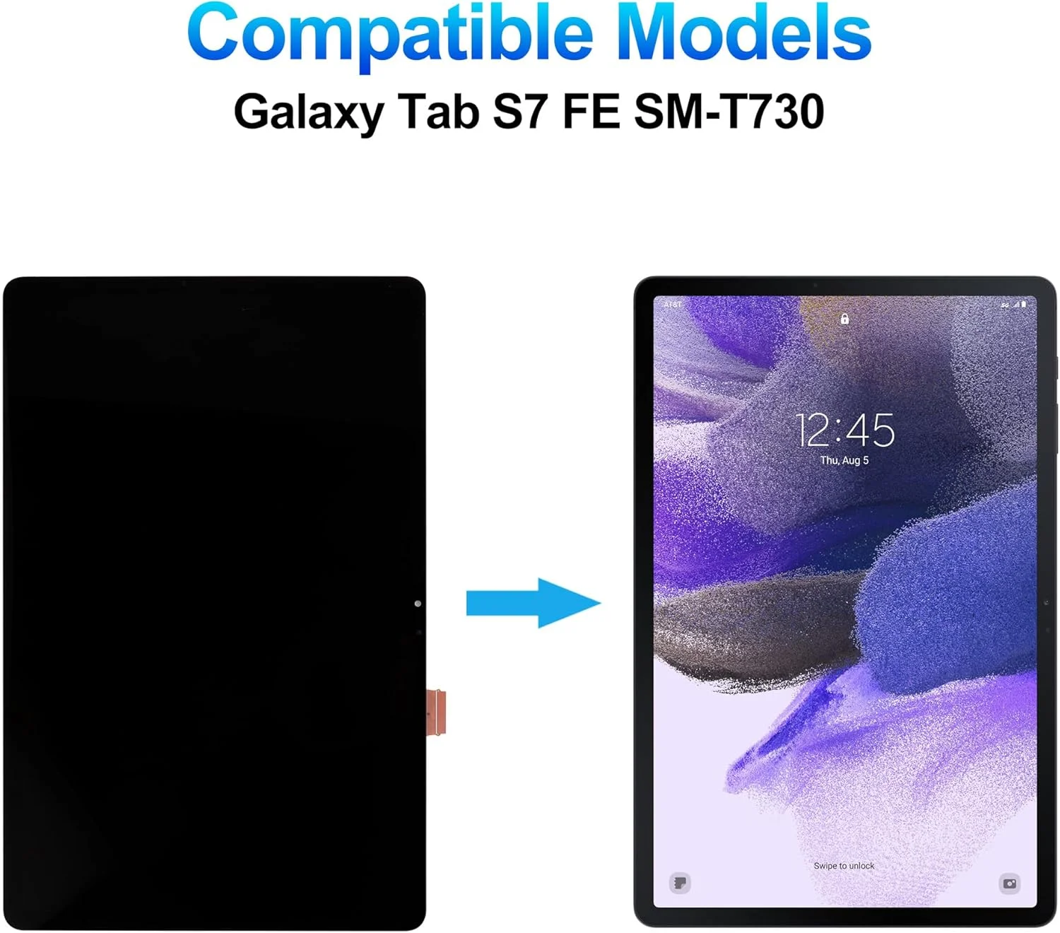 [جدید] مجموعه دیجیتایزر صفحه لمسی ال سی دی 12.4 اینچی جایگزین برای گلکسی تب S7 FE SM-T730 T733 T736B به همراه کیت ابزار تعمیرات فنی - مشکی