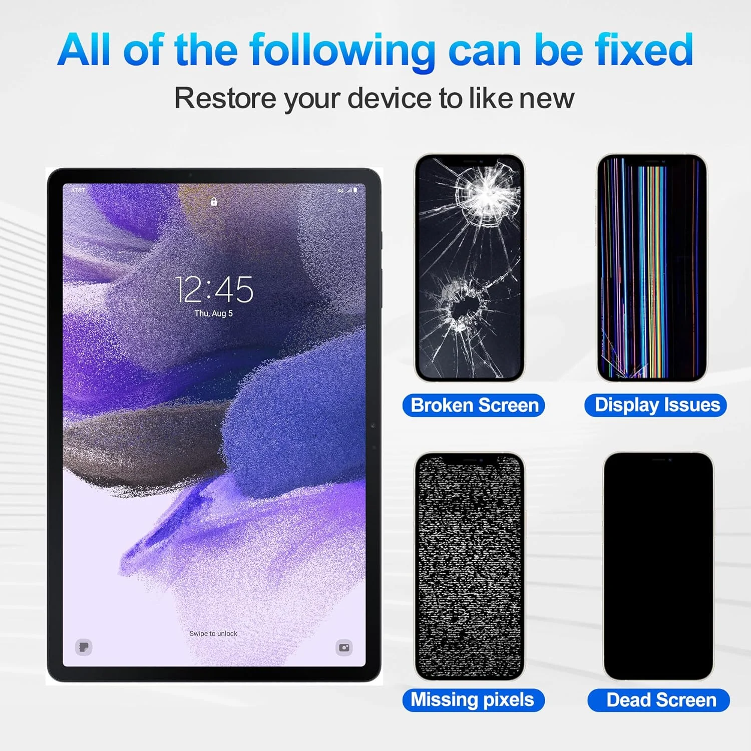 [جدید] مجموعه دیجیتایزر صفحه لمسی ال سی دی 12.4 اینچی جایگزین برای گلکسی تب S7 FE SM-T730 T733 T736B به همراه کیت ابزار تعمیرات فنی - مشکی