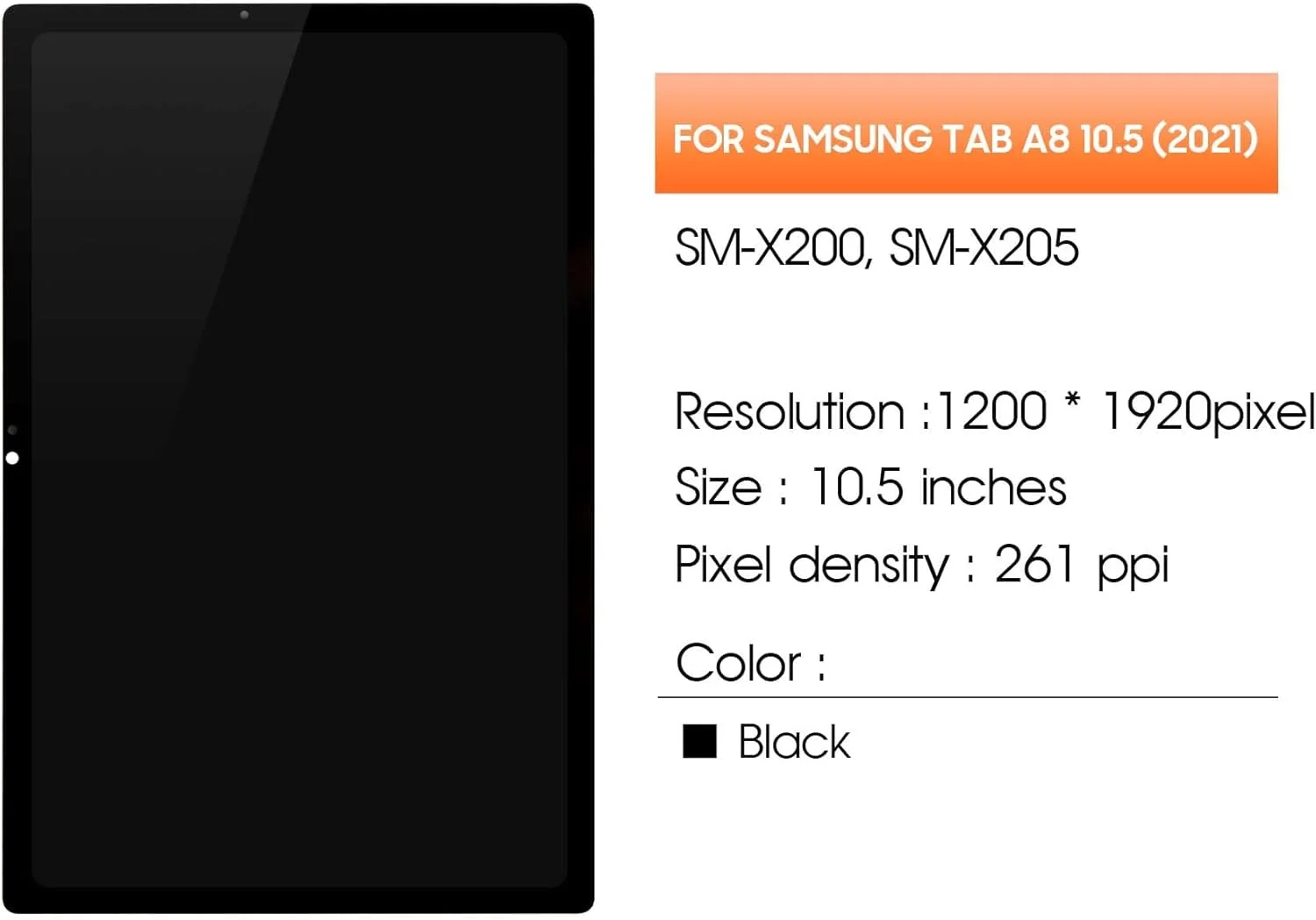 تعویض صفحه نمایش تبلت سامسونگ گلکسی تب A8 10.5 (2021) مدل X200، نمایشگر LCD مدل SM-X200 SM-X205، تاچ اسکرین دیجیتایزر، مجموعه کامل، همراه با ابزار (مشکی)