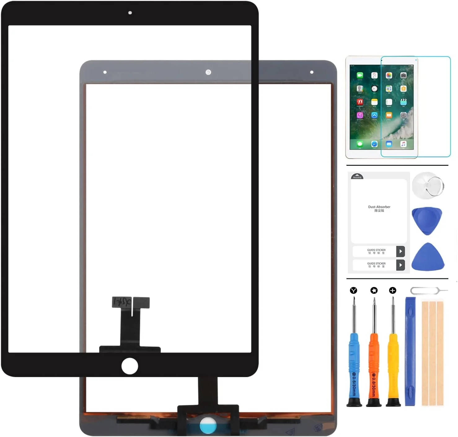 تاچ اسکرین مناسب برای آیپد ایر 3 2019 نسل سوم 10.5 اینچ مدل A2152 A2153 A2154 A2123، پنل شیشه ای جلویی جایگزین (LCD شامل نمی شود) بدون دکمه هوم، همراه با کیت ابزار رایگان + محافظ صفحه شیشه ای (مشکی)