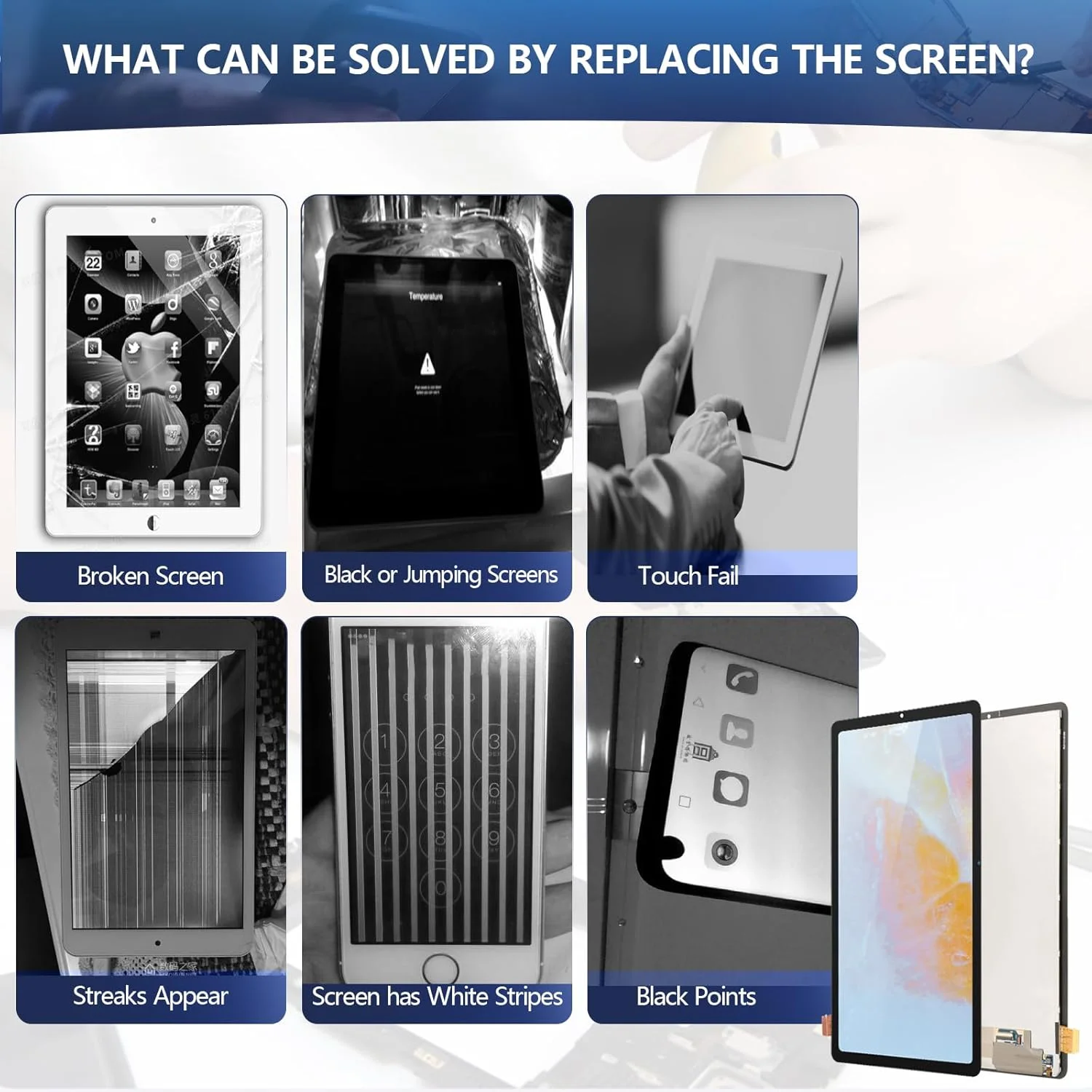 تعویض صفحه نمایش RongZy برای تبلت سامسونگ گلکسی تب S6 Lite 2024، تاچ اسکرین LCD و دیجیتایزر داخلی، مناسب برای تبلت سامسونگ تب S6 Lite 2024 مدل P620 P625، همراه با کیت ابزار (مشکی)