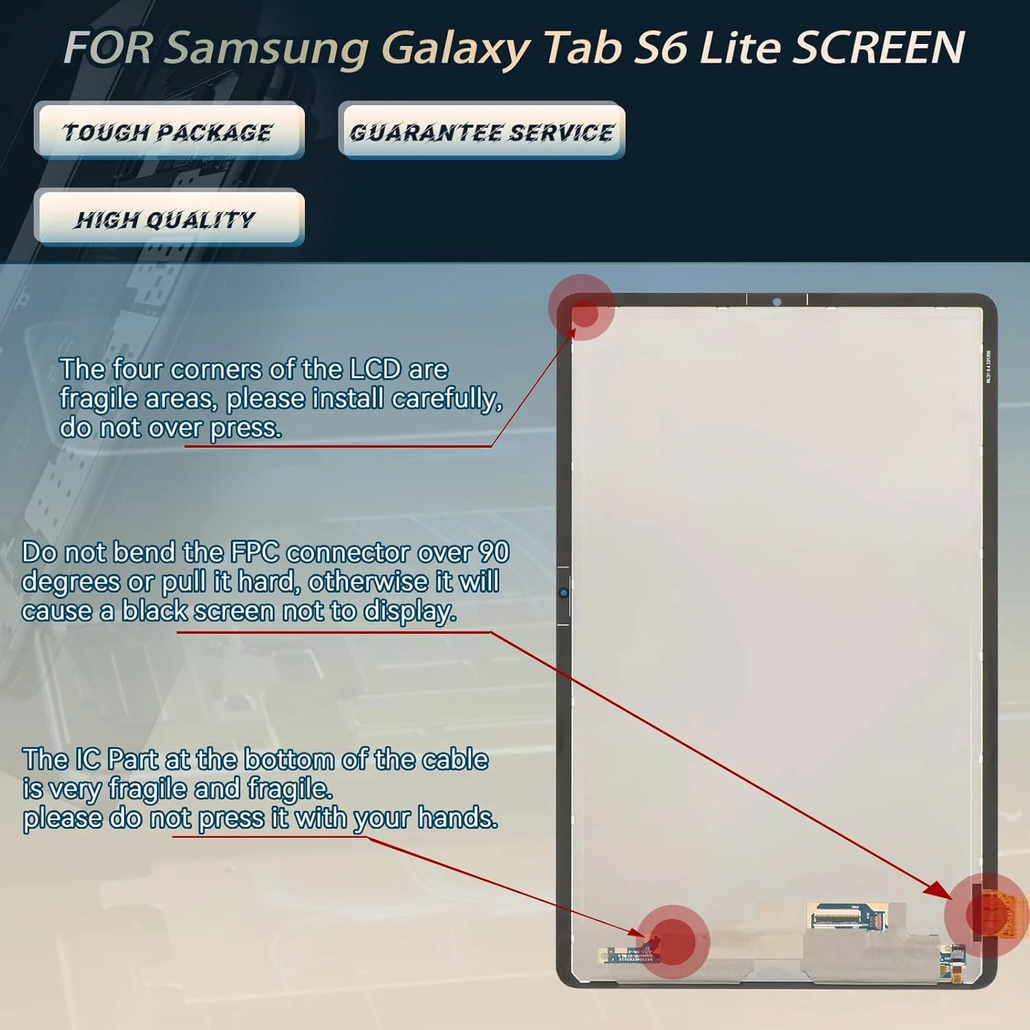 تعویض صفحه نمایش RongZy برای تبلت سامسونگ گلکسی تب S6 Lite 2024، تاچ اسکرین LCD و دیجیتایزر داخلی، مناسب برای تبلت سامسونگ تب S6 Lite 2024 مدل P620 P625، همراه با کیت ابزار (مشکی)