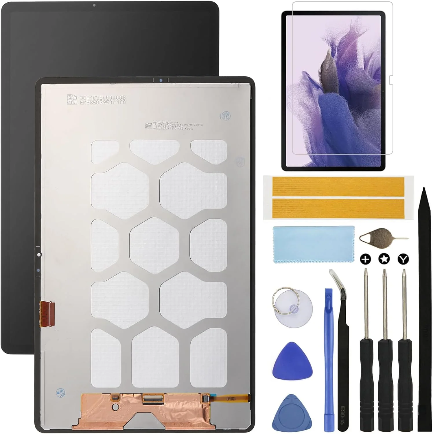 مناسب برای تبلت سامسونگ گلکسی تب S7 FE SM-T730 با صفحه نمایش 12.4 اینچ (2020)، کیت تعویض صفحه نمایش تبلت، ال سی دی و تاچ اسکرین دیجیتایزر به صورت کامل + محافظ صفحه نمایش (بدون قاب)