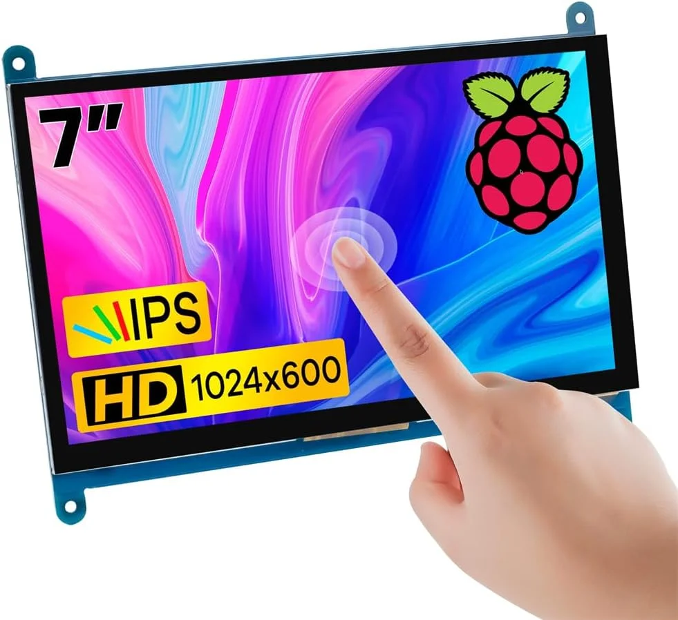 صفحه نمایش لمسی 7 اینچی IPS LCD آزون، مانیتور قابل حمل 1024×600 خازنی HDMI، صفحه نمایش لمسی برای رزبری پای، BB Black، ویندوز 10 8 7
