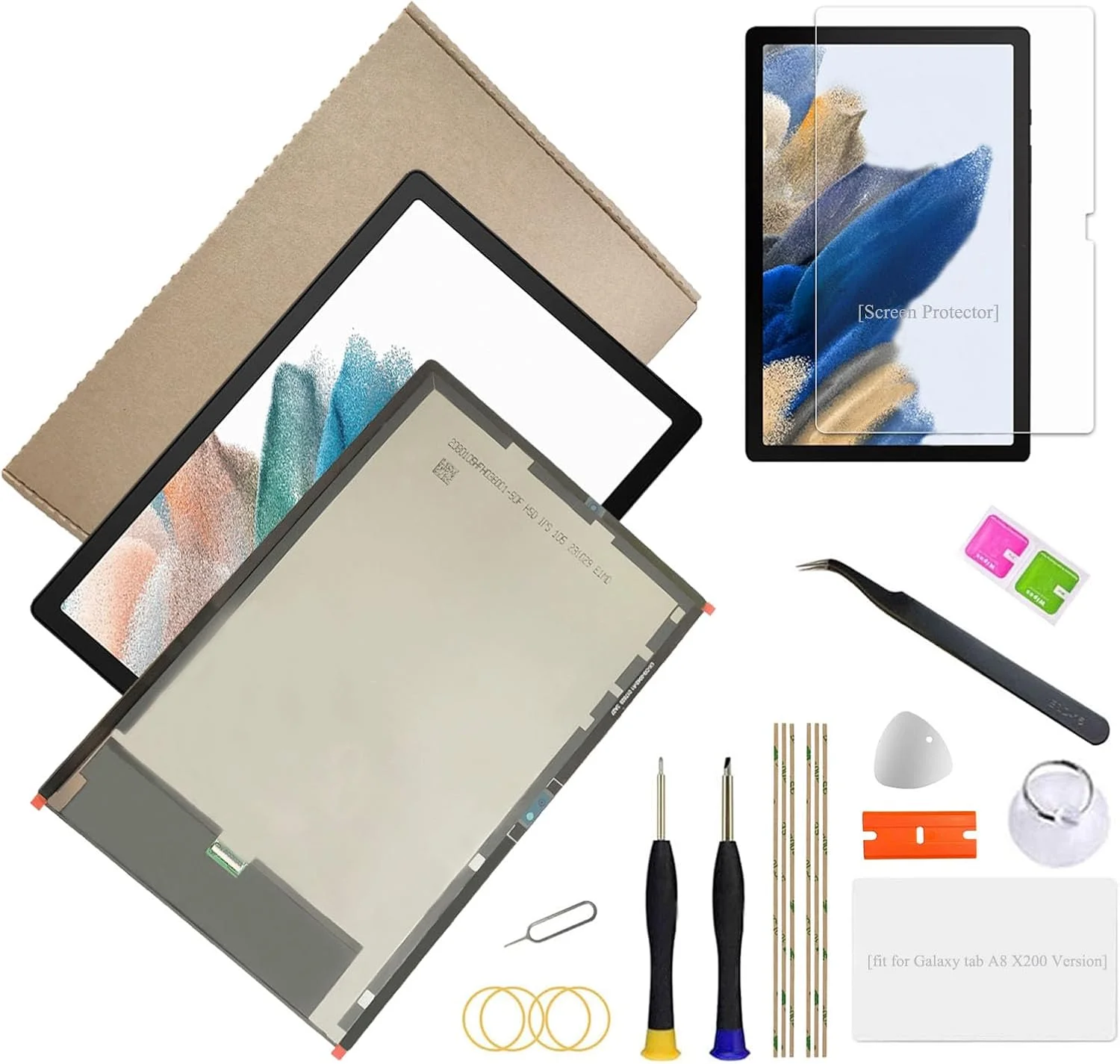 صفحه نمایش LCD جایگزین تبلت گلکسی تب A8 مناسب برای سامسونگ گلکسی تب A8 SM-X200 X205 10.5 اینچ، به همراه محافظ صفحه نمایش شیشه ای [مناسب برای گلکسی تب A 8.0 T290 نیست]