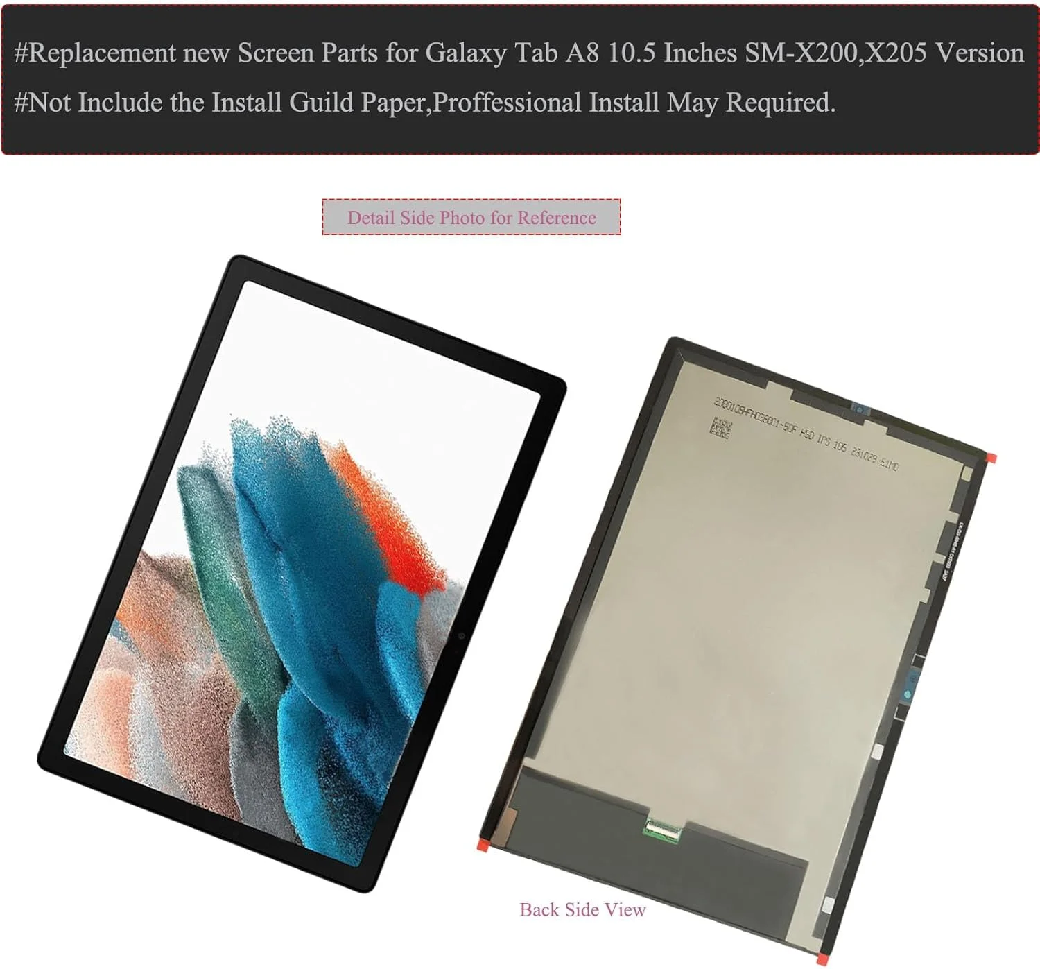 صفحه نمایش LCD جایگزین تبلت گلکسی تب A8 مناسب برای سامسونگ گلکسی تب A8 SM-X200 X205 10.5 اینچ، به همراه محافظ صفحه نمایش شیشه ای [مناسب برای گلکسی تب A 8.0 T290 نیست]