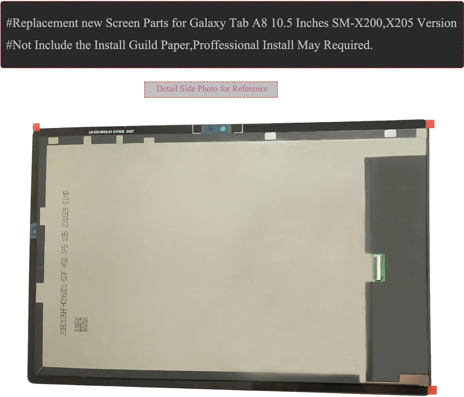 صفحه نمایش LCD جایگزین تبلت گلکسی تب A8 مناسب برای سامسونگ گلکسی تب A8 SM-X200 X205 10.5 اینچ، به همراه محافظ صفحه نمایش شیشه ای [مناسب برای گلکسی تب A 8.0 T290 نیست]