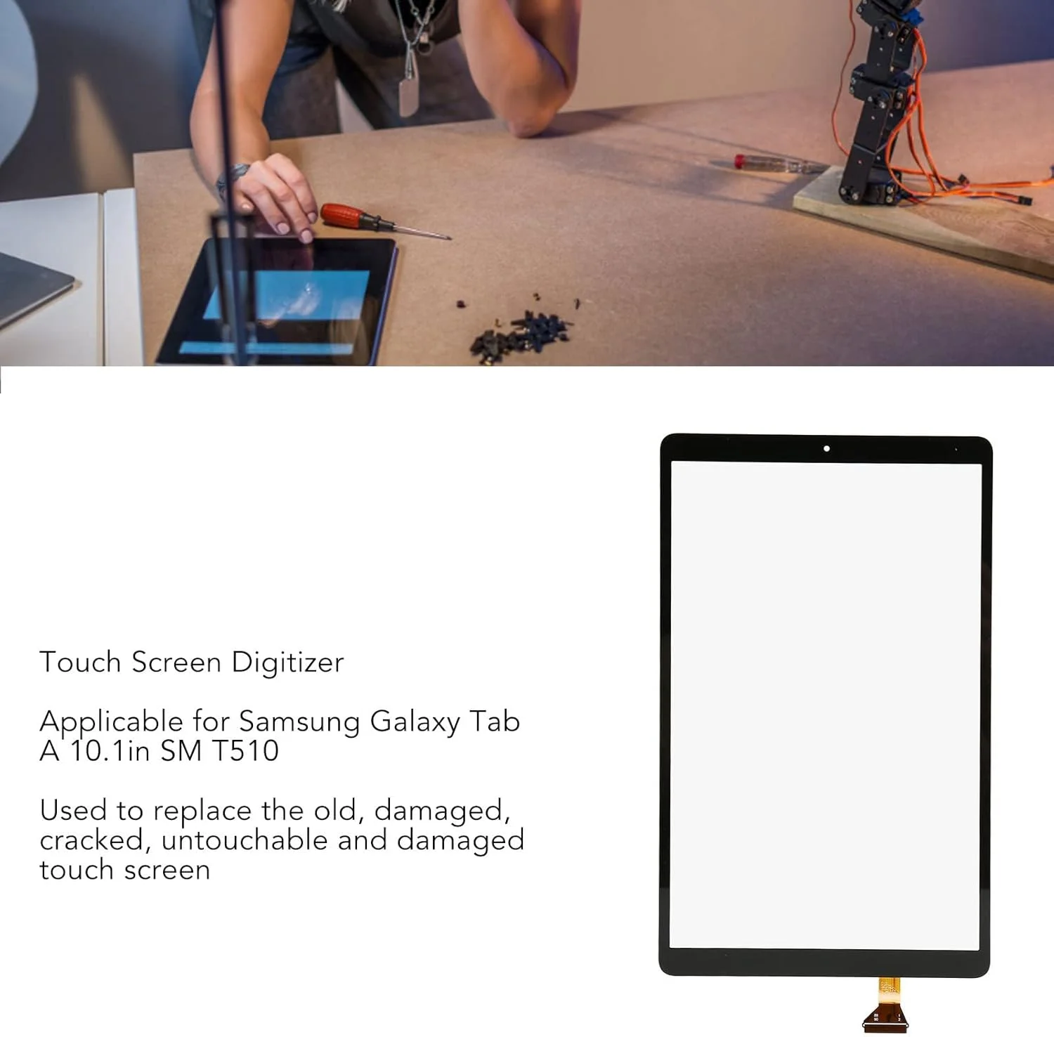 دیجیتیزر صفحه لمسی تبلت برای سامسونگ گلکسی تب A 10.1 اینچ، جایگزینی صفحه لمسی نمایشگر LCD، قطعه جایگزین تعمیر تبلت