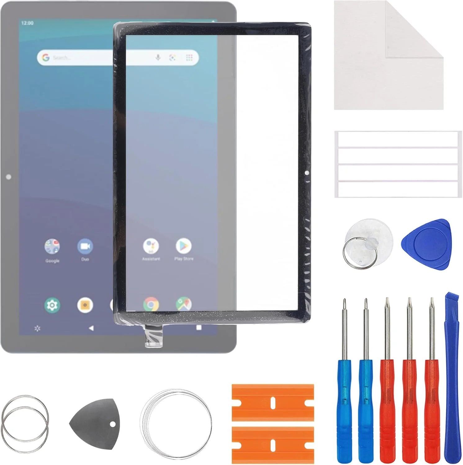 شیشه نمایشگر، شیشه جلویی، تعویض لنز صفحه نمایش بیرونی، سازگار با تبلت ONN 10.1" Gen 3 Surf 2022 مدل 100071485 / تبلت 10.1 اینچی Onn مدل 100092980 به همراه کیت ابزار تعمیر رایگان. (بدون نمایشگر LCD)