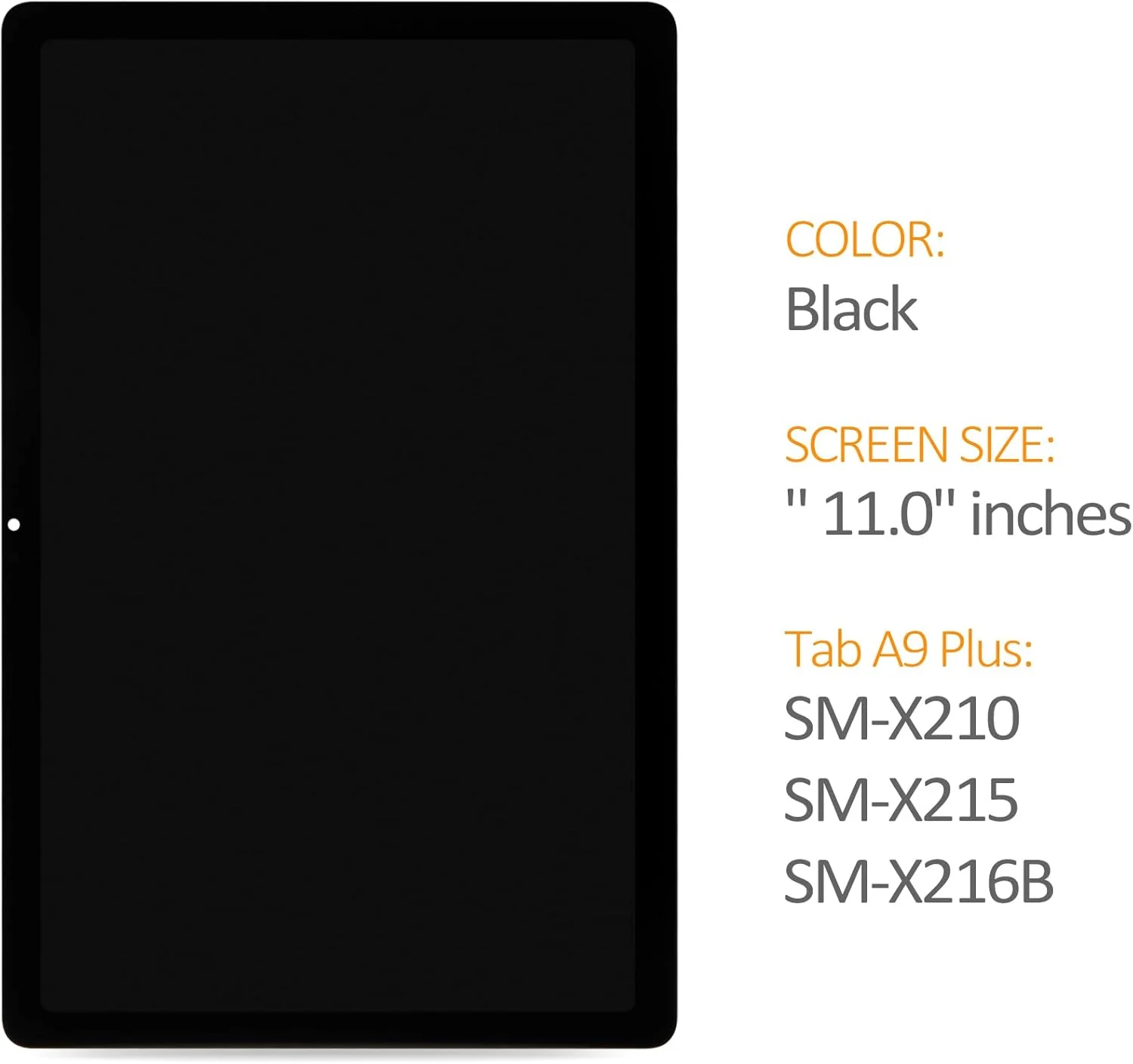 صفحه نمایش LCD جایگزین تبلت A-MIND Galaxy Tab A9 Plus A9+ 11 اینچی برای Samsung Tab A9 Plus A9+ SM-X210 X215 X216، مجموعه دیجیتایزر صفحه لمسی و شیشه (گرافیتی)