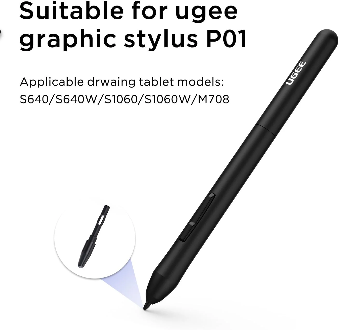 نوک قلم نوری یوجی، 20 عدد نوک جایگزین برای قلم نوری تبلت دیجیتال مدل‌های S640 S1060 S1060W M708