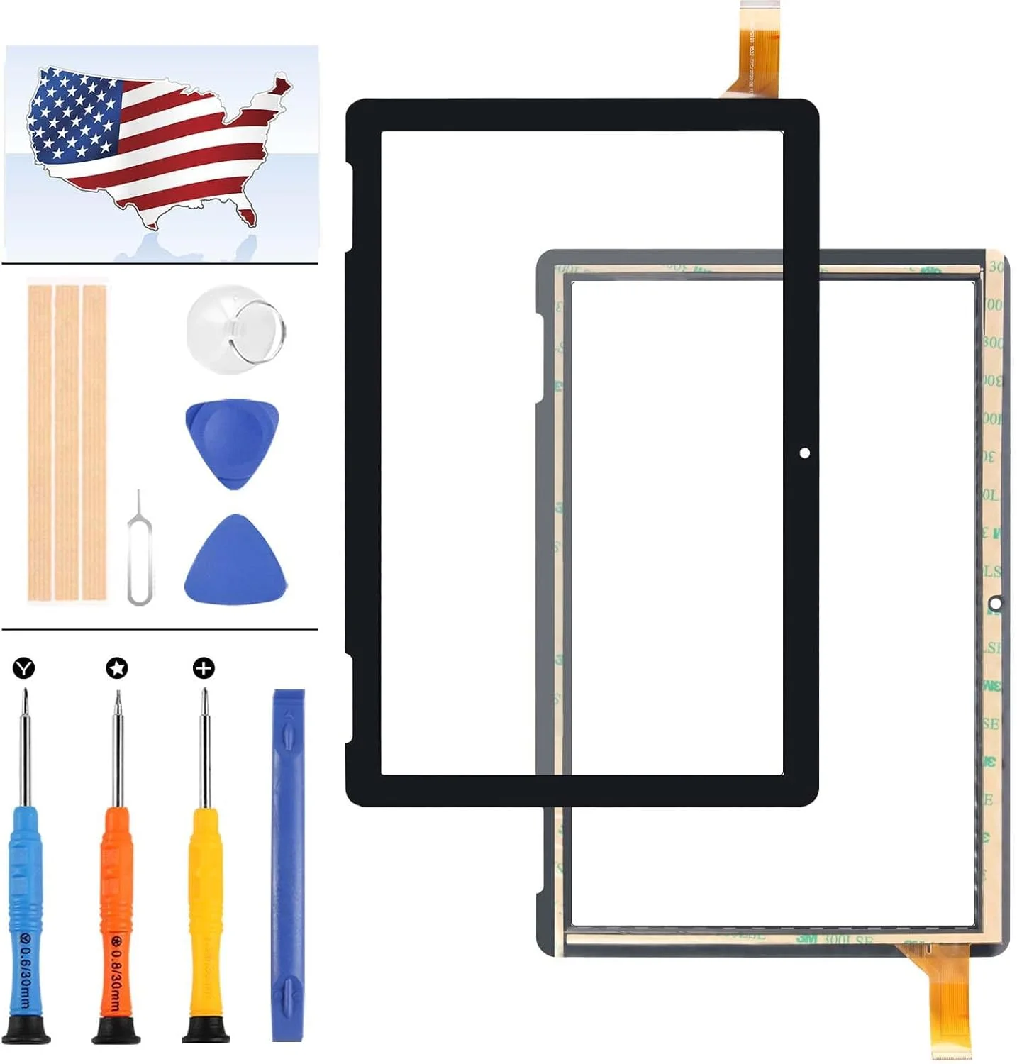 A-MIND صفحه لمسی تبلت Onn 10.1 اینچی مدل 2APUQW1027 مدل 100011886، شیشه لنز، قطعات تعویض و تعمیر به همراه ابزار رایگان