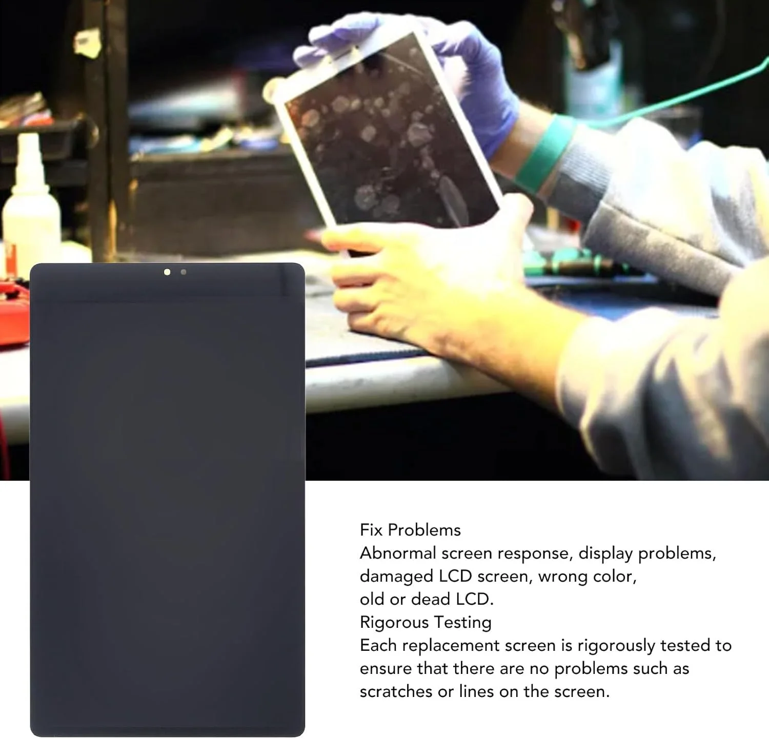 تعویض صفحه نمایش تبلت Tab A7 Lite، مجموعه دیجیتایزر صفحه لمسی LCD برای Tab A7 Lite T220 T227، تعویض مجموعه دیجیتایزر صفحه نمایش لمسی تبلت، مشکی