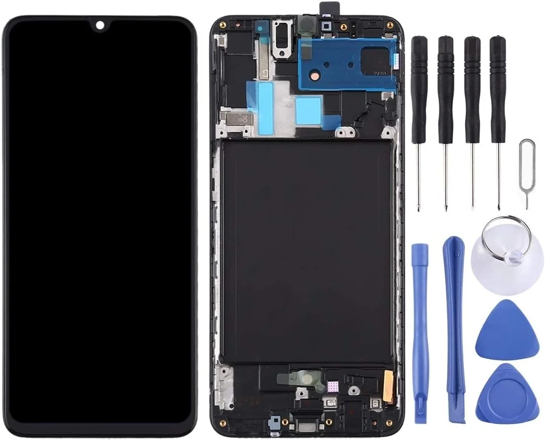 صفحه نمایش ال سی دی CHENCHUAN با متریال Super AMOLED و مجموعه کامل دیجیتایزر با فریم برای تعویض صفحه نمایش گلکسی A70