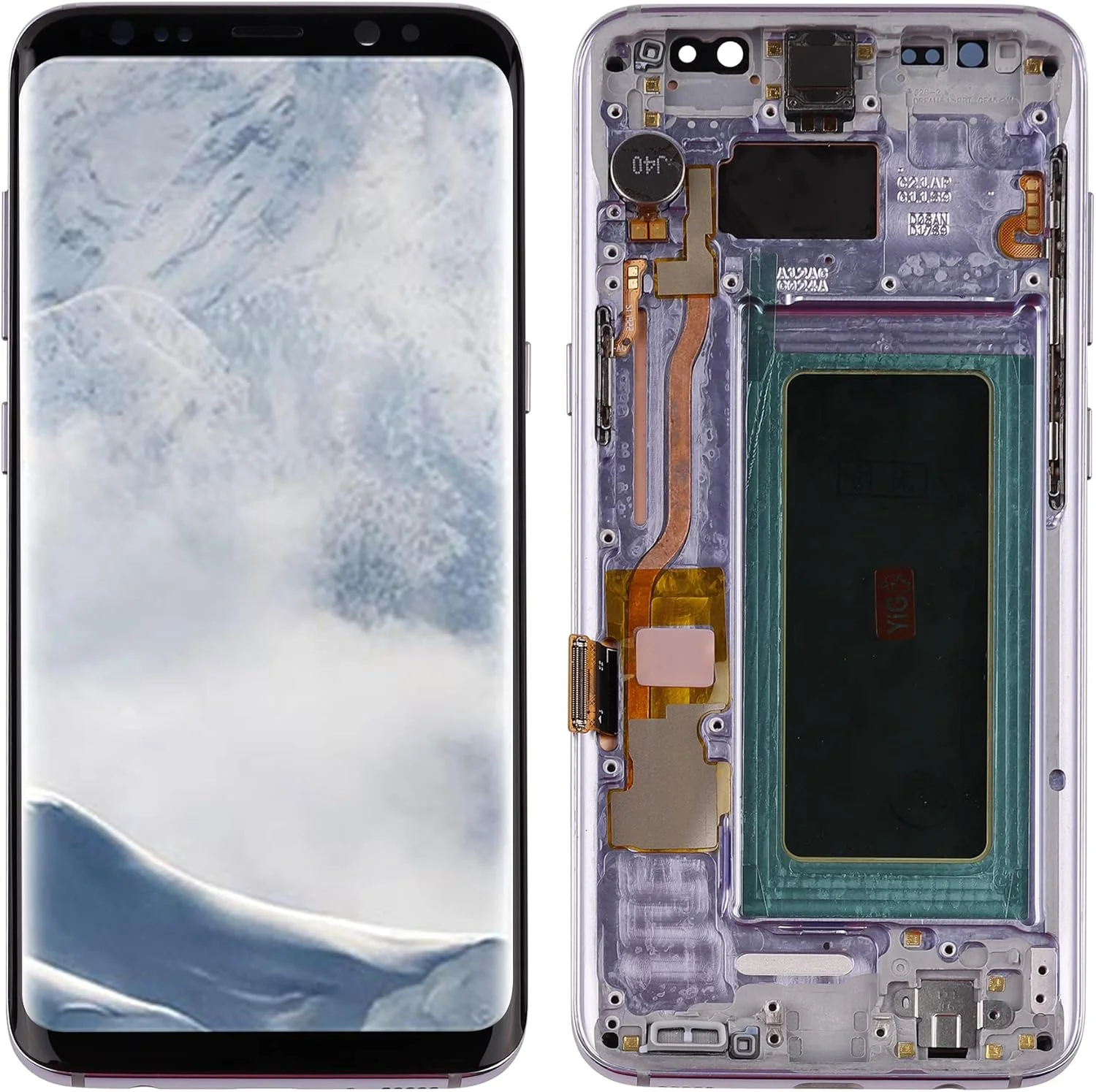 صفحه نمایش جایگزین Super AMOLED سازگار با گوشی سامسونگ گلکسی S8 (خاکستری ارکیده با فریم) تاچ اسکرین دیجیتایزر همراه با ابزار تعمیر