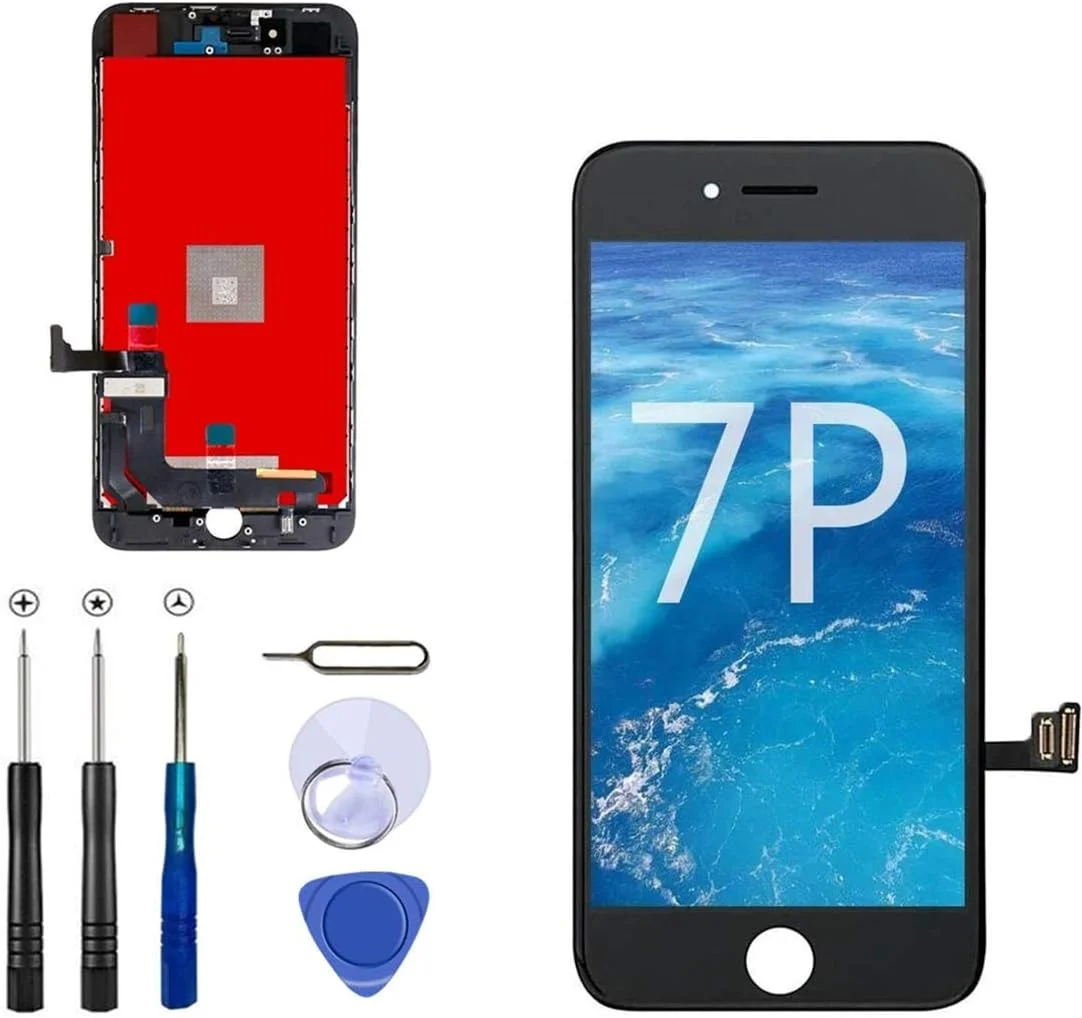 صفحه نمایش LCD و دیجیتایزر جایگزین مشکی 5.5 اینچی برای آیفون 7 پلاس سازگار با مدل های A1661 A1784 A1785 به همراه کیت ابزار تعمیر کامل