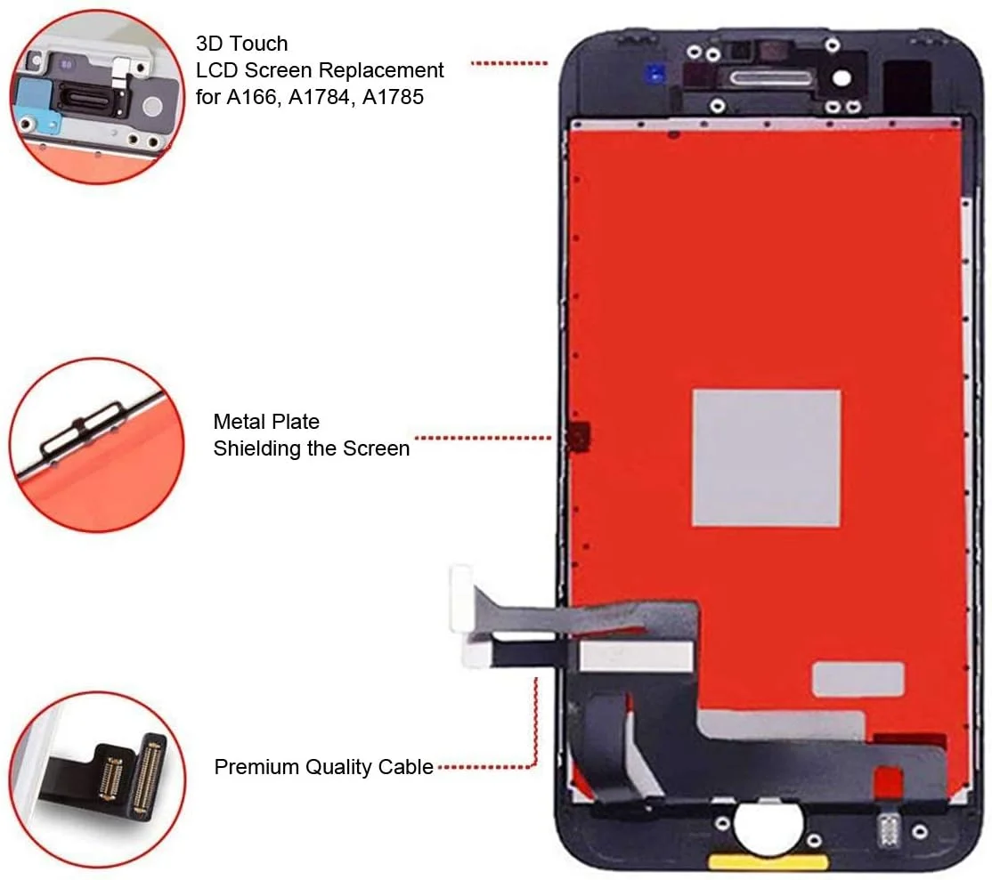 صفحه نمایش LCD و دیجیتایزر جایگزین مشکی 5.5 اینچی برای آیفون 7 پلاس سازگار با مدل های A1661 A1784 A1785 به همراه کیت ابزار تعمیر کامل