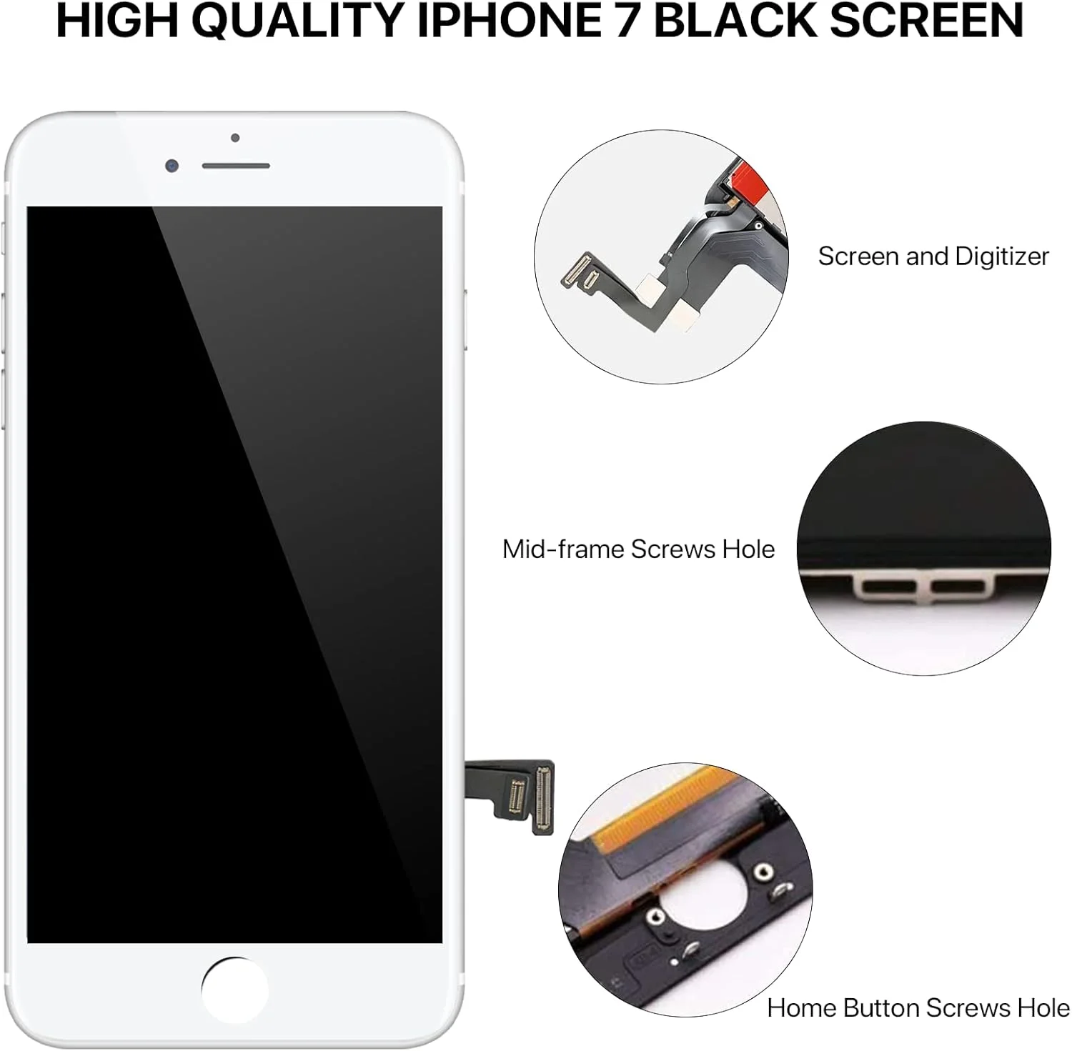 تعویض صفحه نمایش QTlier برای آیفون 7 4.7 اینچی، صفحه نمایش لمسی LCD به همراه ابزار تعمیر (سفید)