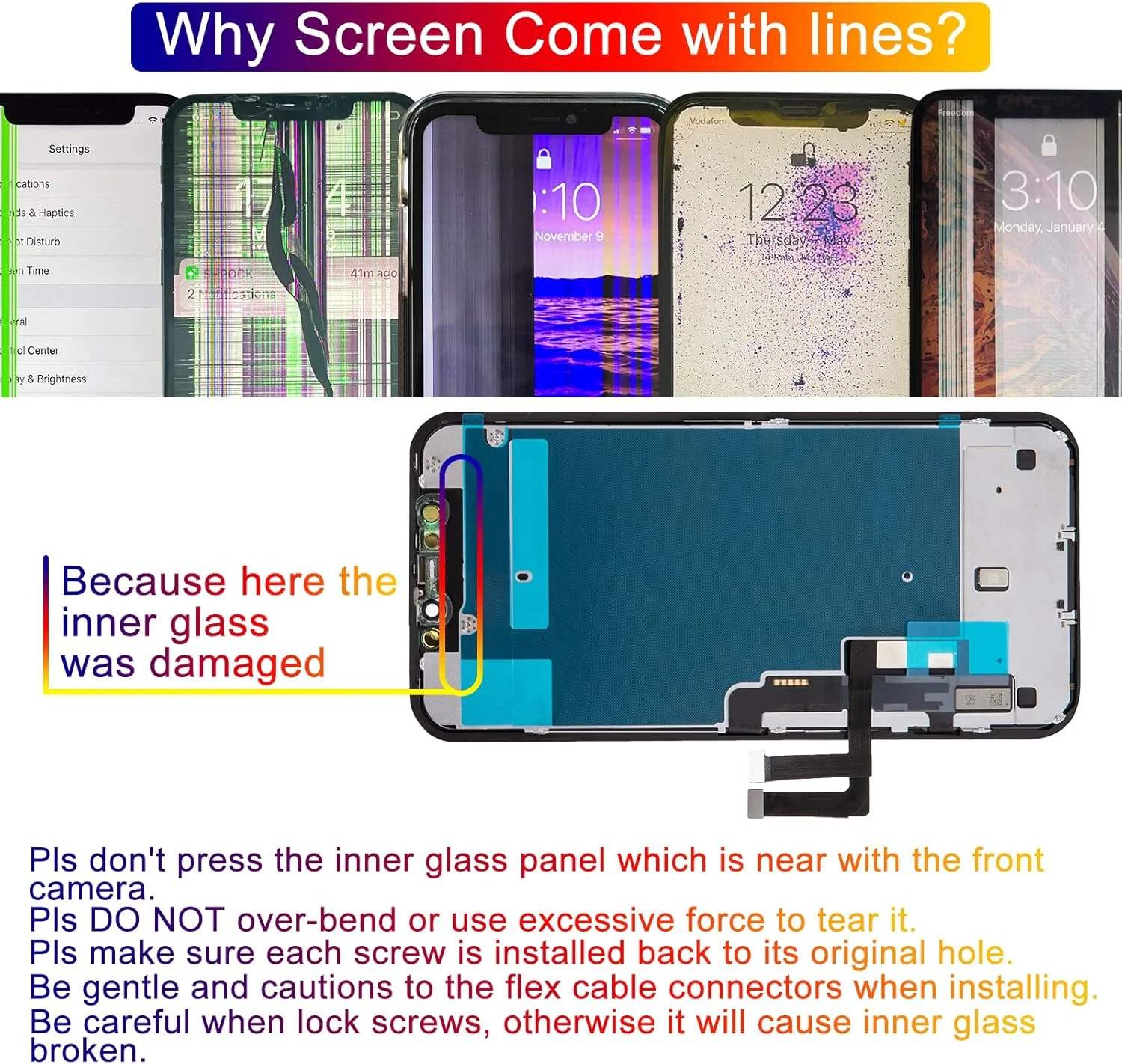 تعویض صفحه نمایش پریمیوم برای آیفون 11 اندازه 6.1 اینچ، کیت تعمیر صفحه لمسی سه بعدی (مدل A2111, A2223, A2221) مجموعه دیجیتایزر با صفحه پشتی، چسب ضد آب، شیشه حرارت دیده، ابزار و راهنما