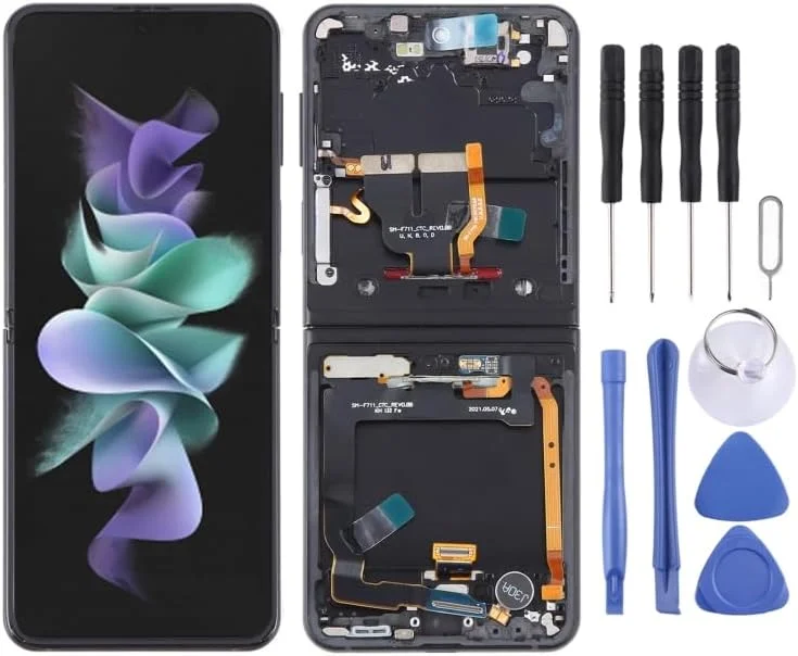 قطعات یدکی جایگزین تلفن همراه برای گلکسی زد فلیپ 3 SM-F711، مجموعه کامل صفحه نمایش LCD با قاب