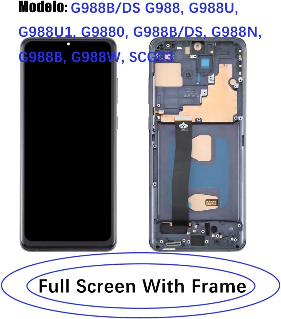 صفحه نمایش جایگزین برای گوشی سامسونگ گلکسی اس 20 اولترا 4G/S20 اولترا 5G LCD TFT، کیت قطعات تعمیر تاچ و ال سی دی مدل G988B/DS G988B (مشکی با فریم، بدون اثر انگشت)