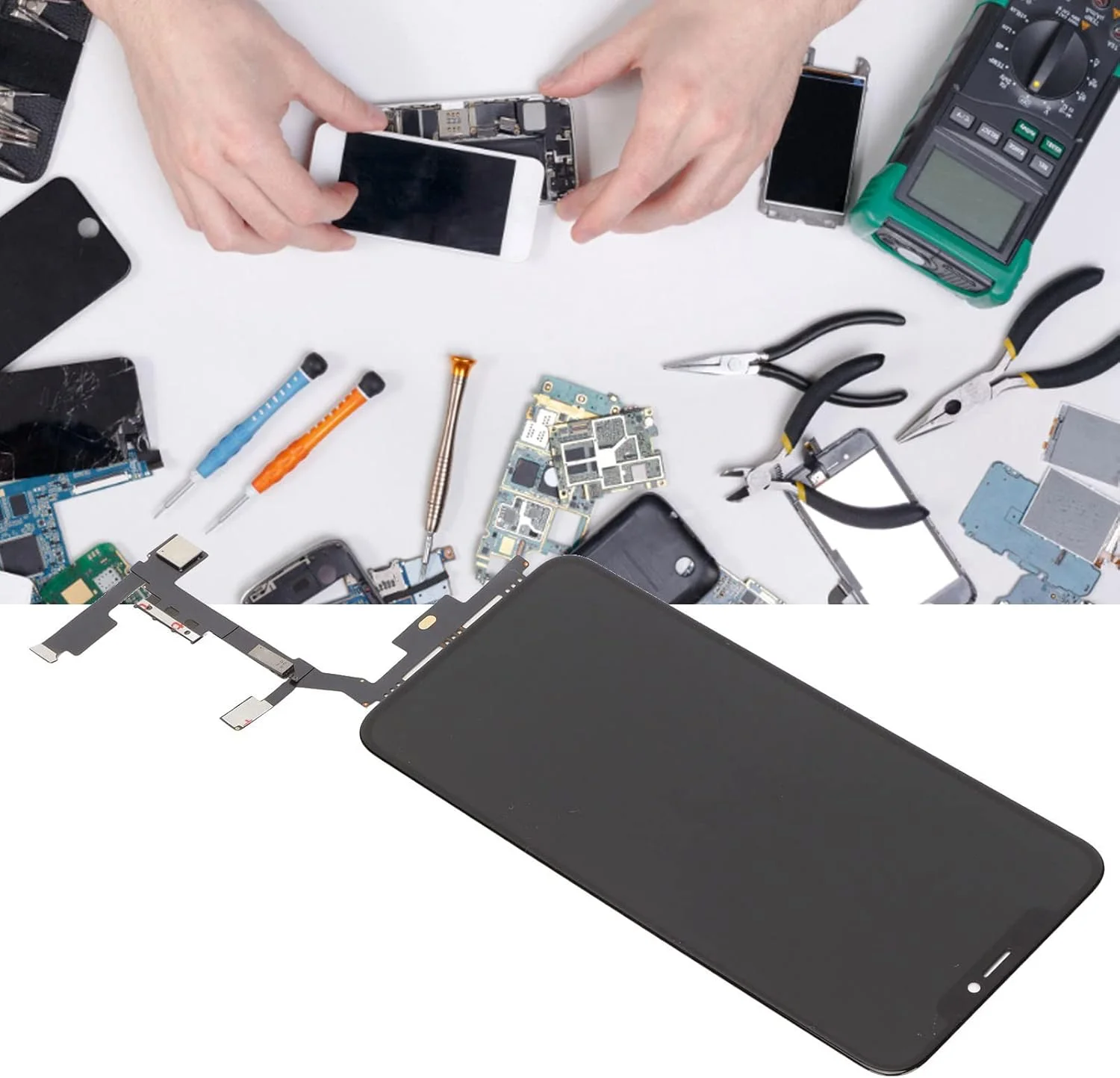 محافظ صفحه نمایش سازگار با آیفون XS MAX، صفحه نمایش جایگزین تلفن همراه، صفحه نمایش اصلی جایگزین، صفحه لمسی LCD، قطعات تعمیر برای آیفون XS MAX