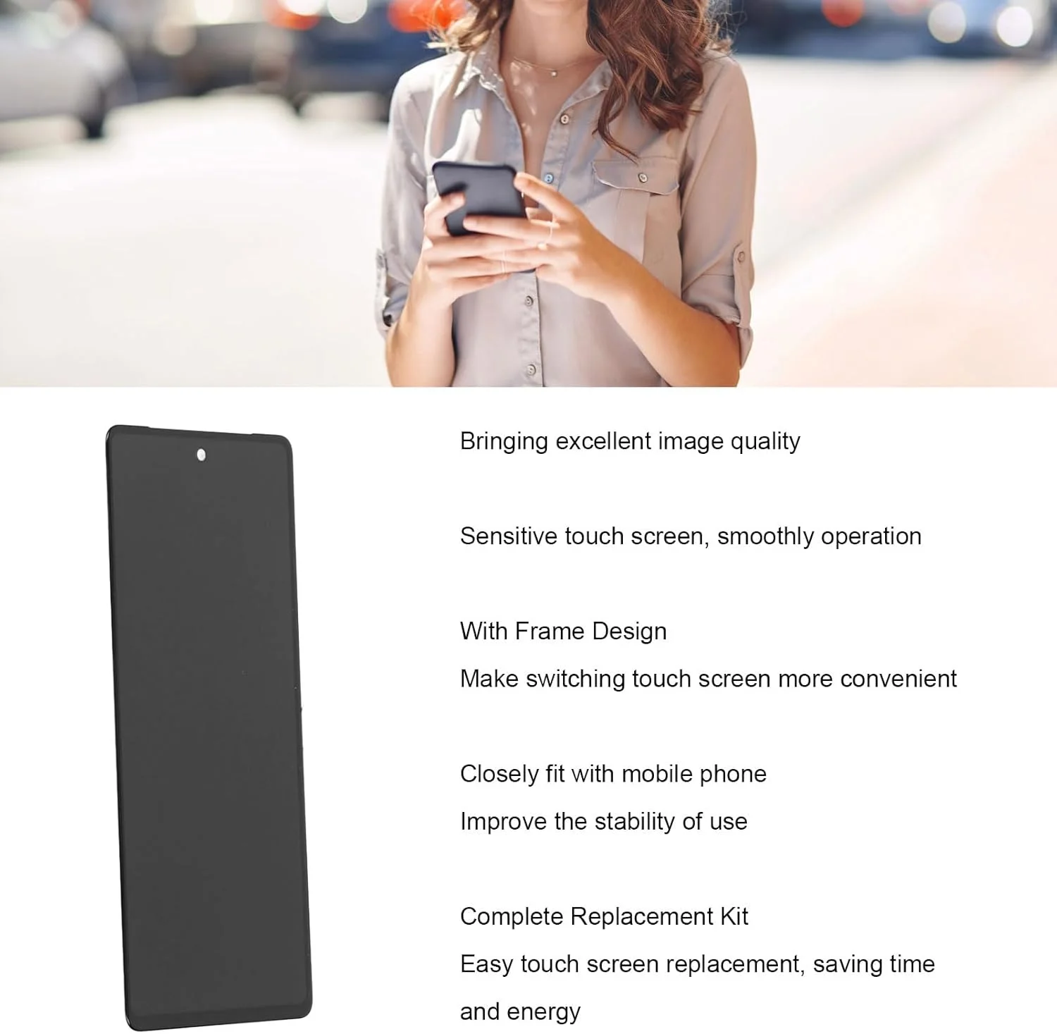 صفحه نمایش AMOLED برای پیکسل 7 مدل GVU6C GQML3، مجموعه دیجیتایزر با فریم و ابزار تعمیر، جایگزینی صفحه نمایش گوشی هوشمند، لمس با حساسیت بالا