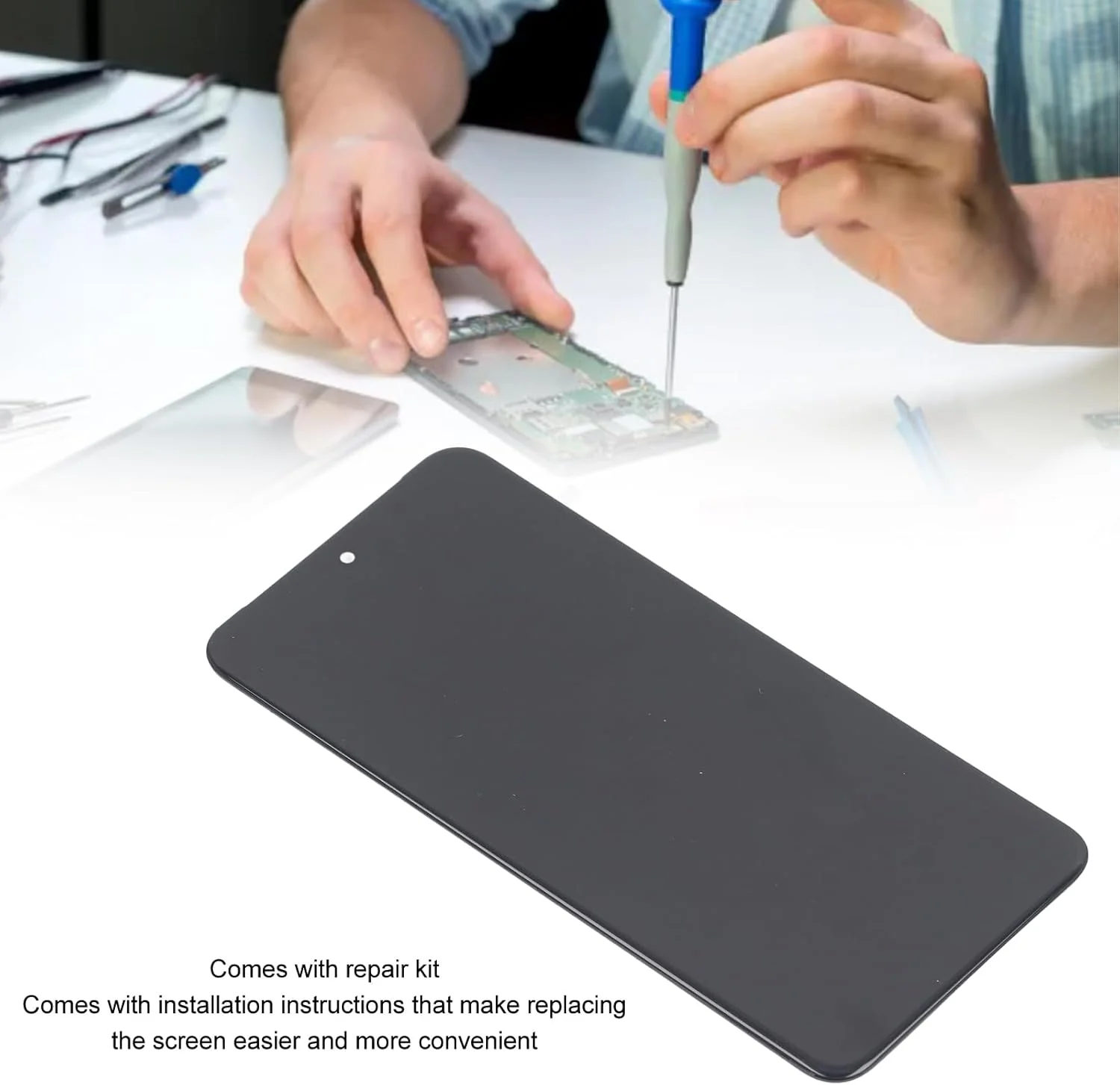 مجموعه تعویض صفحه نمایش برای Pixel 8 GKWS6، کیت تعمیر صفحه نمایش، مجموعه دیجیتایزر با قاب و ابزار تعمیر، سازگاری کامل