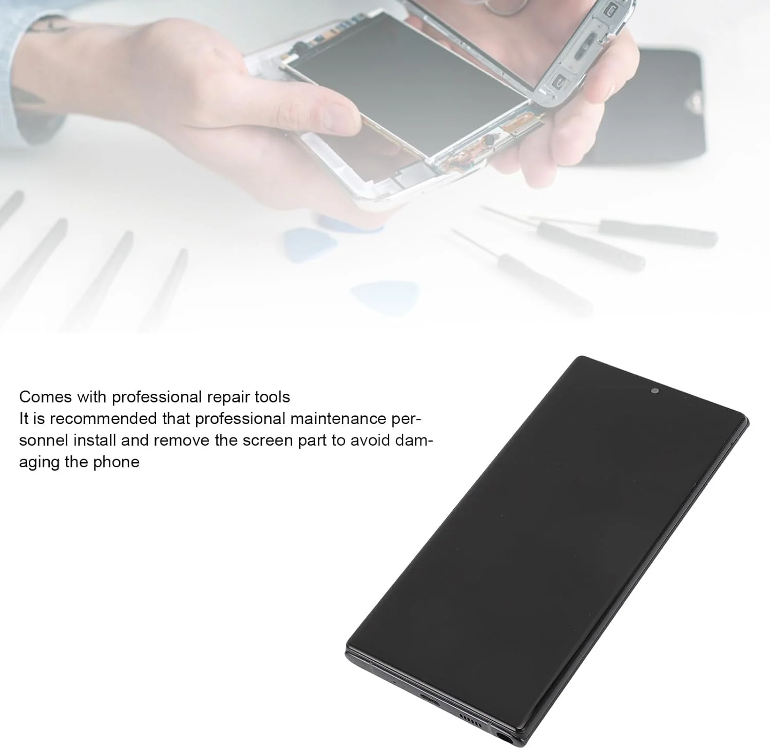 تعویض صفحه نمایش برای نوت 10 پلاس، مجموعه دیجیتایزر ال سی دی TFT با قاب و ابزار تعمیر، کیت های تعمیر نمایشگر، بدون عملکرد اثر انگشت