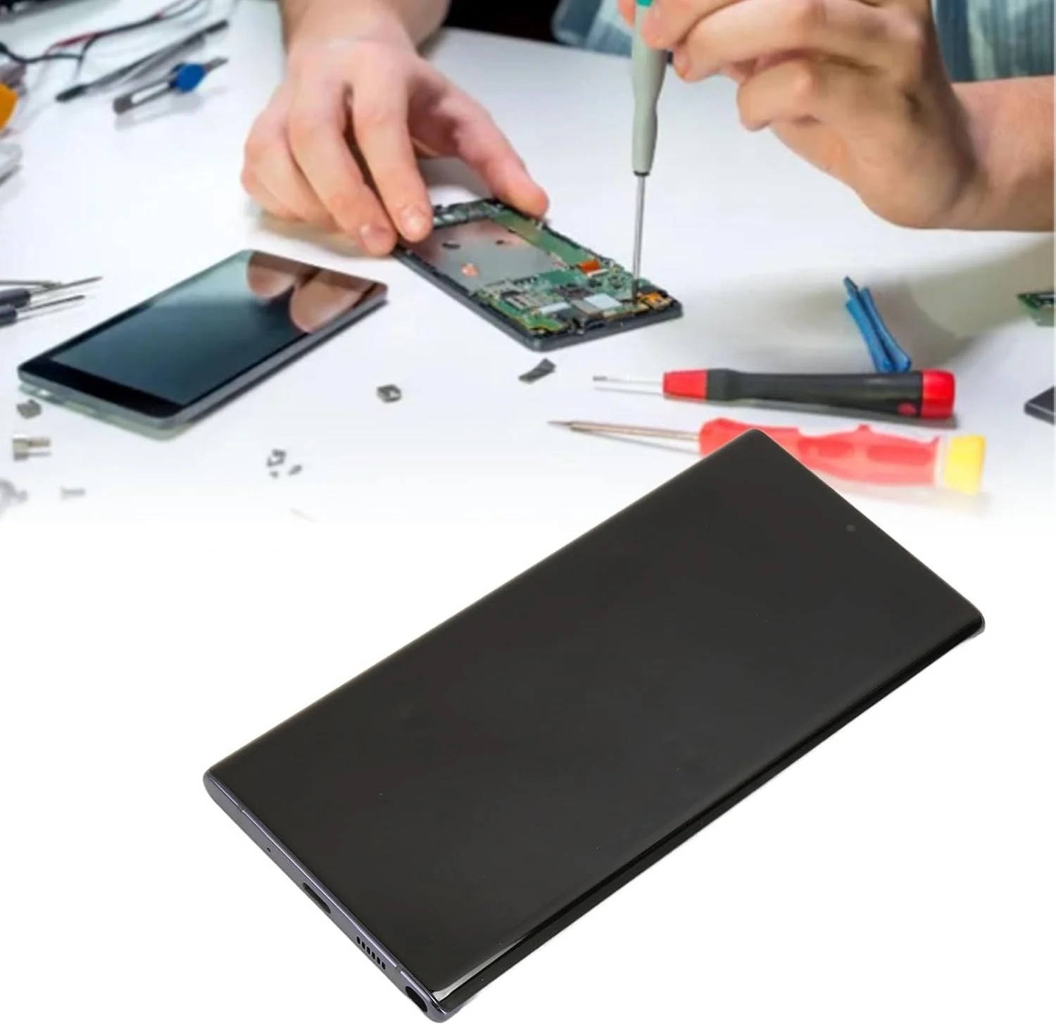 کیت تعمیر تعویض صفحه نمایش Jiawu برای Note 10 Plus، دیجیتایزر و مجموعه صفحه نمایش OLED، صفحه نمایش جایگزین با قاب، لوازم جانبی تعمیر صفحه نمایش موبایل